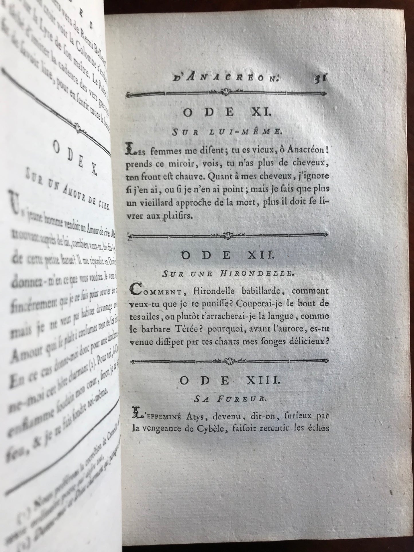 Anacréon, Sapho, Bion et Moschus - Traduction nouvelle en prose, suivie de la Veillée des fêtes de Vénus et d'un choix de pièces de différens auteurs par Moutonnet de Clairfons - 1780