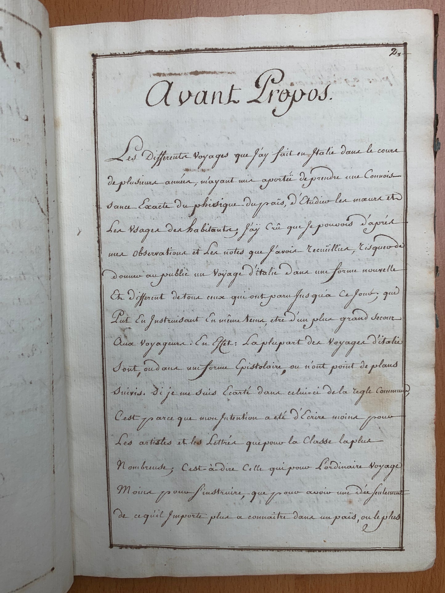 Manuscrit - Itinéraire historique pour servir au voyage en Italie - c 1700