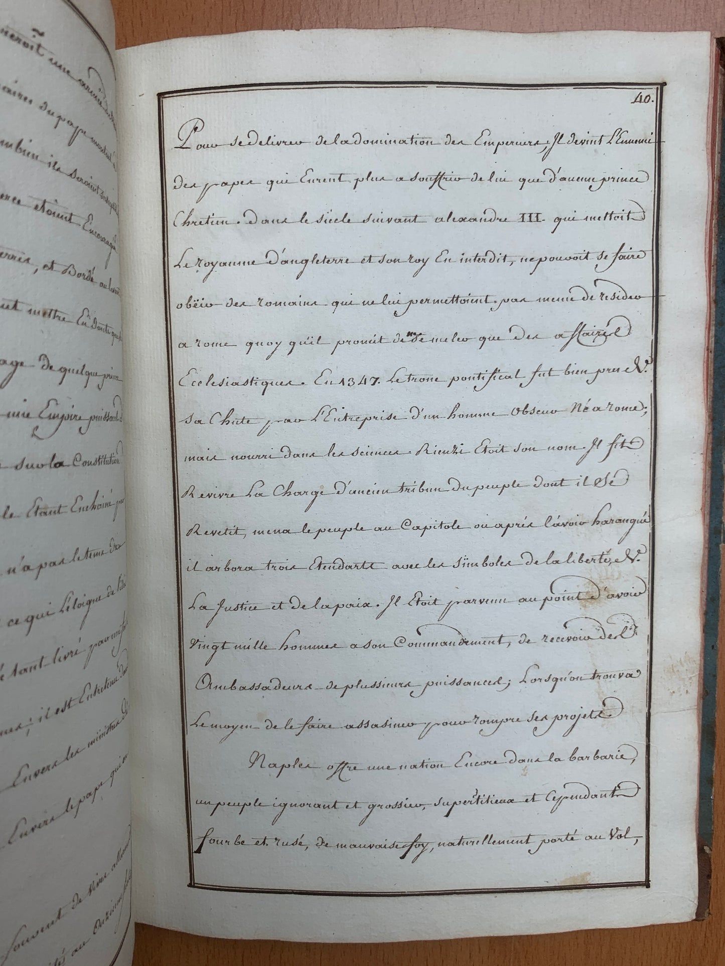 Manuscrit - Itinéraire historique pour servir au voyage en Italie - c 1700