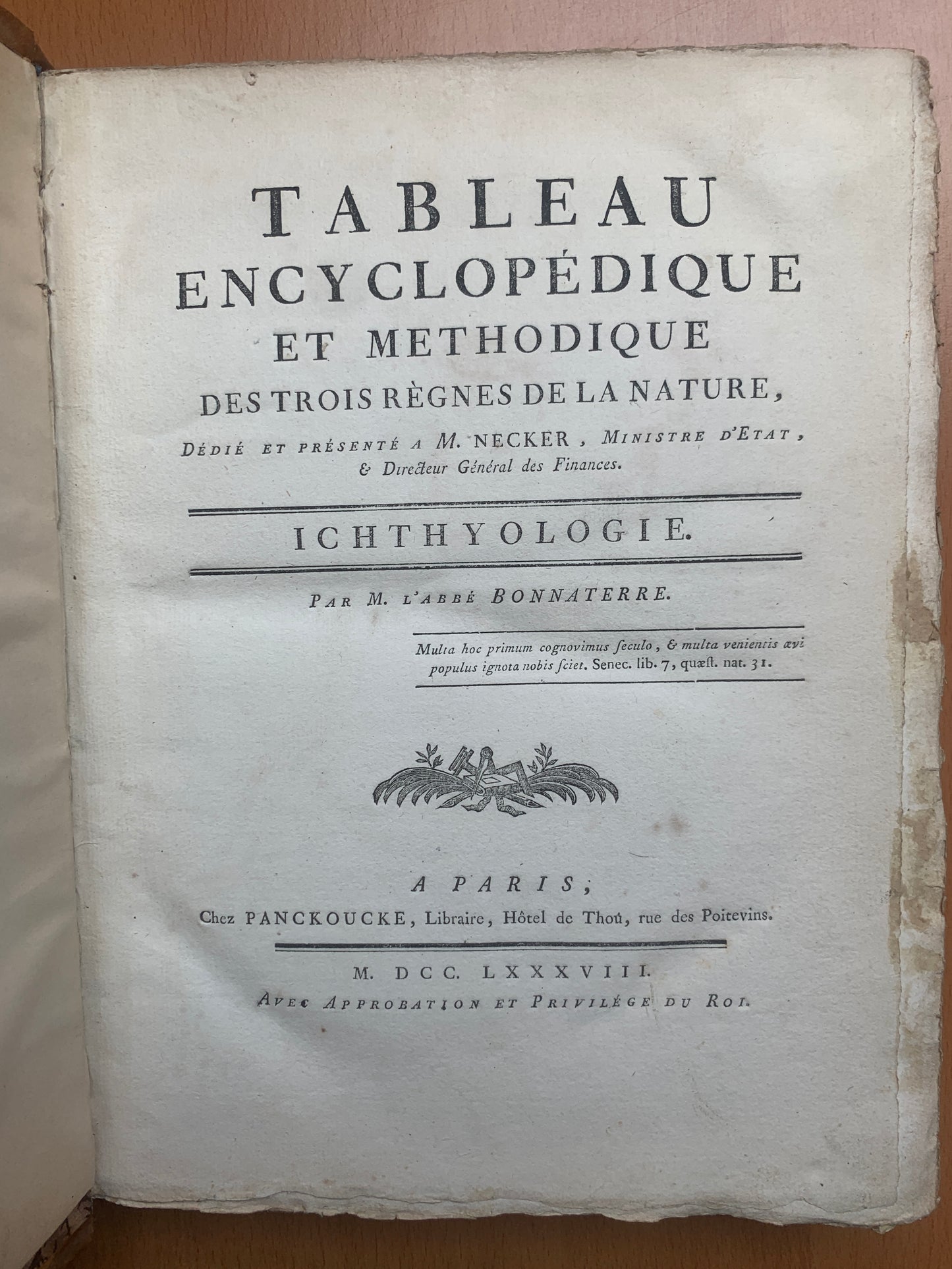 Ichthyologie - Poissons - Tableau encyclopédique - Abbé Bonnaterre - 1788
