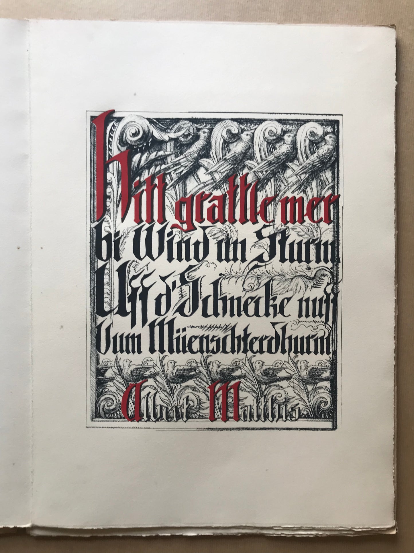 Hitt grattle mer bi Wind un Sturm Uff d'Schnecke nuff Uum Müenschterdhurm - Albert Matthis - 1934