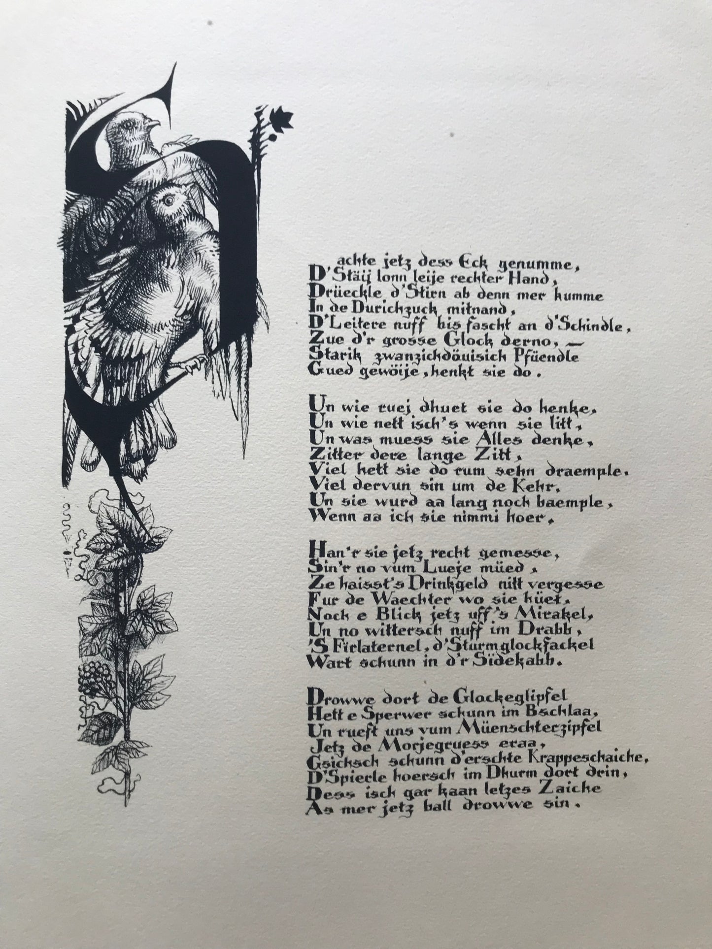 Hitt grattle mer bi Wind un Sturm Uff d'Schnecke nuff Uum Müenschterdhurm - Albert Matthis - 1934