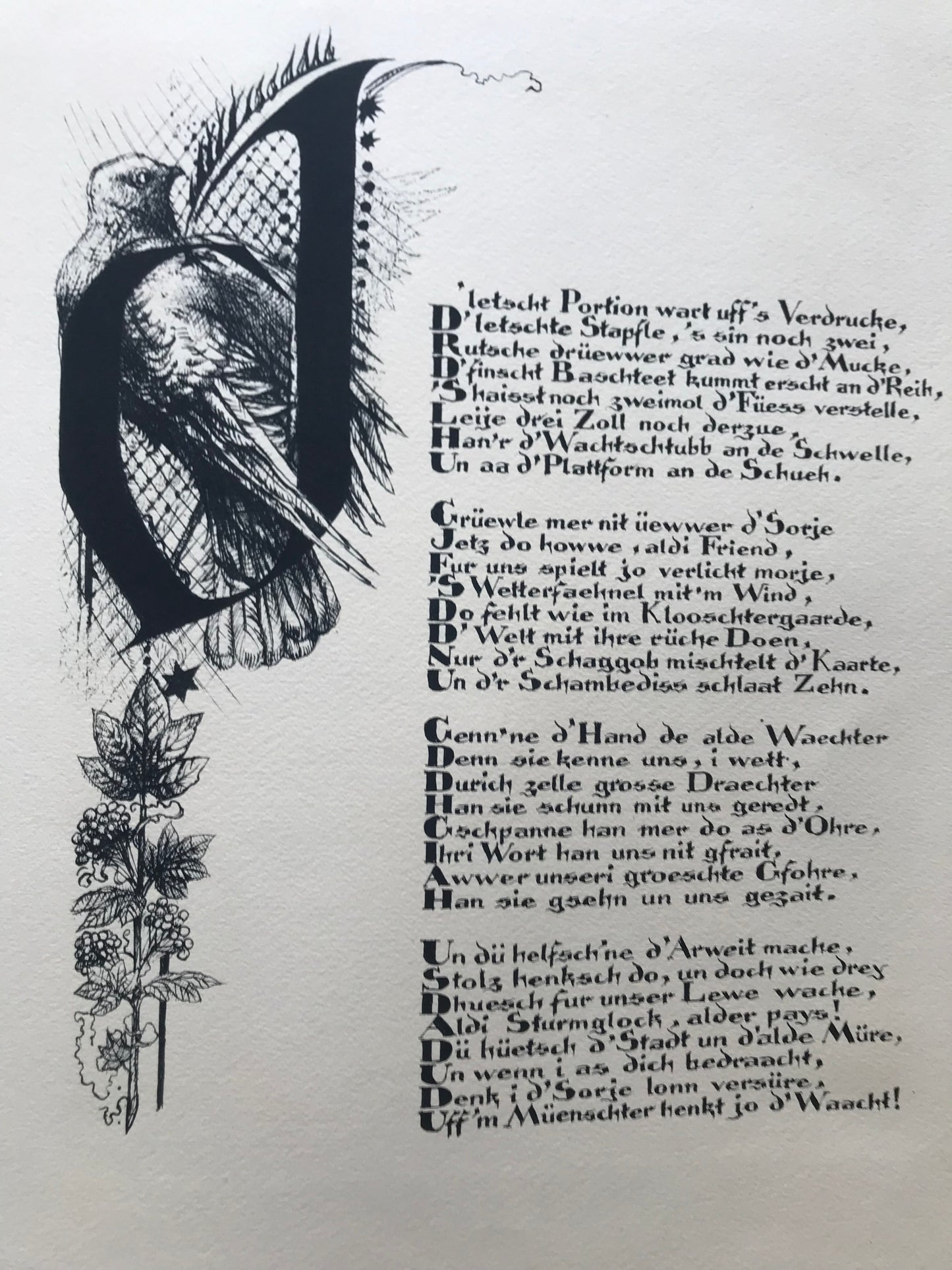 Hitt grattle mer bi Wind un Sturm Uff d'Schnecke nuff Uum Müenschterdhurm - Albert Matthis - 1934