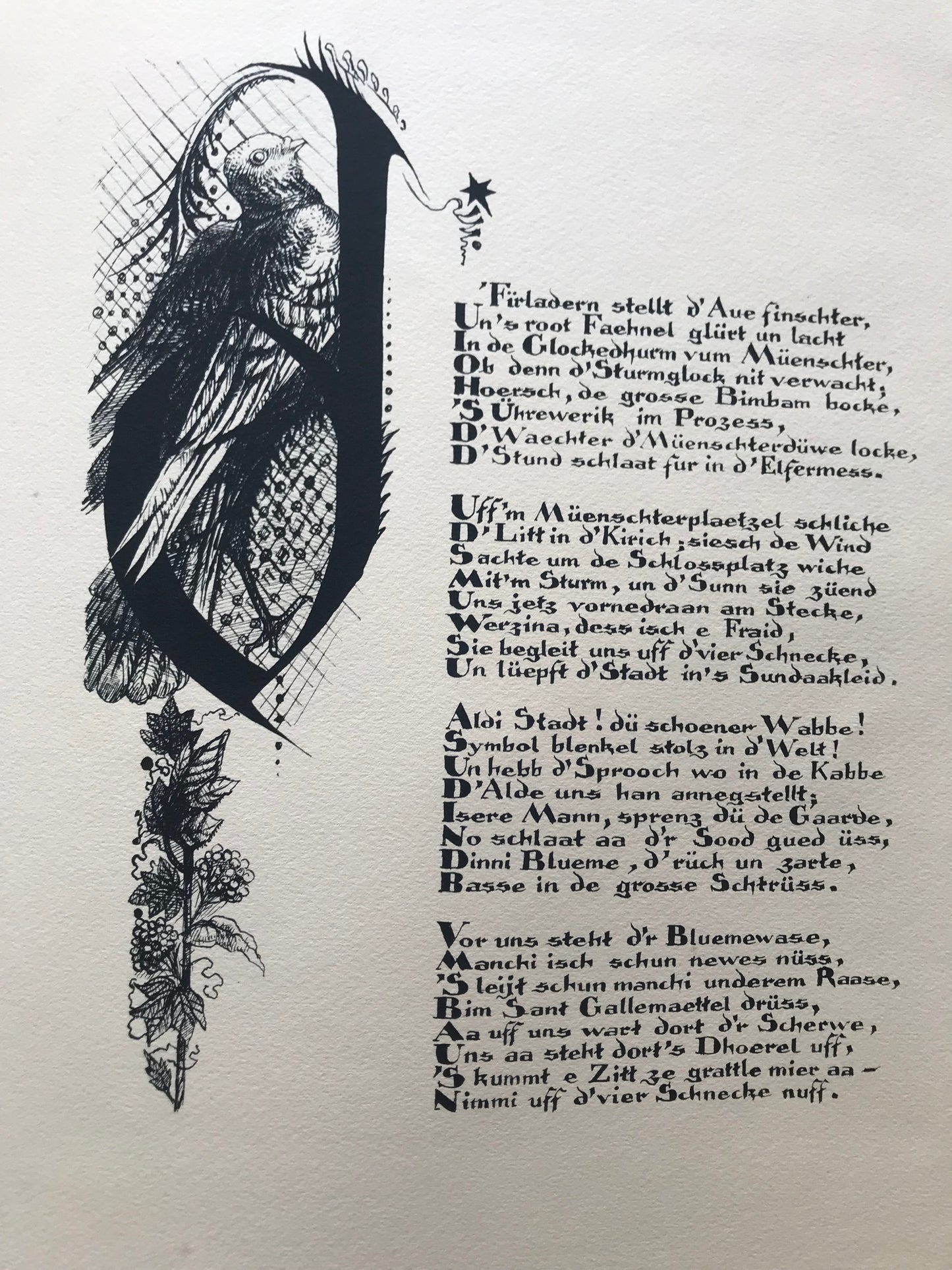 Hitt grattle mer bi Wind un Sturm Uff d'Schnecke nuff Uum Müenschterdhurm - Albert Matthis - 1934