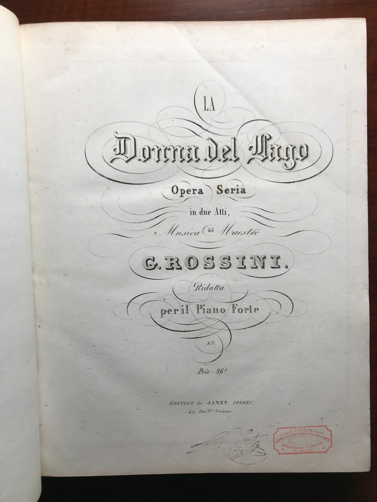 La Donna del Lago et Otello - Rossini - Partitions gravées pour Piano - c 1830