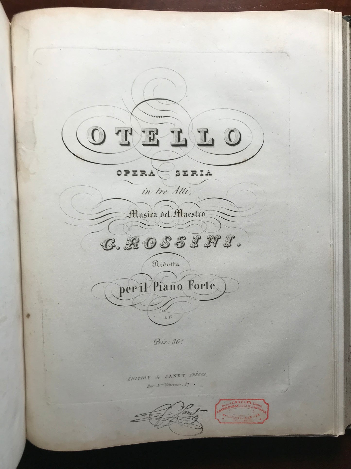 La Donna del Lago et Otello - Rossini - Partitions gravées pour Piano - c 1830