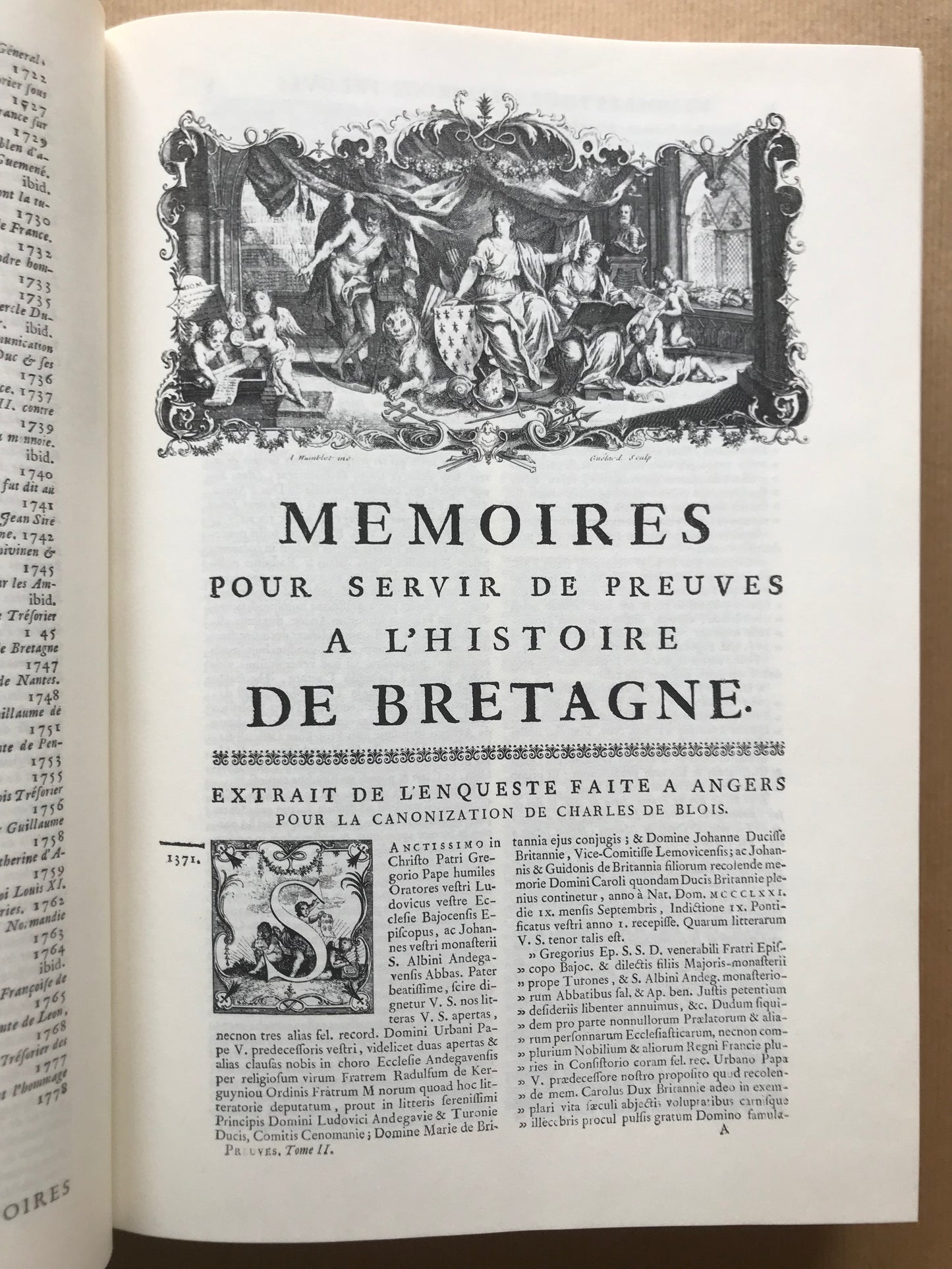 Histoire ecclésiastique et civile de Bretagne et Mémoires pour servir de preuves à l'Histoire ecclésiastique et civile de Bretagne - Dom Pierre-Hyacinthe Morice - 1974