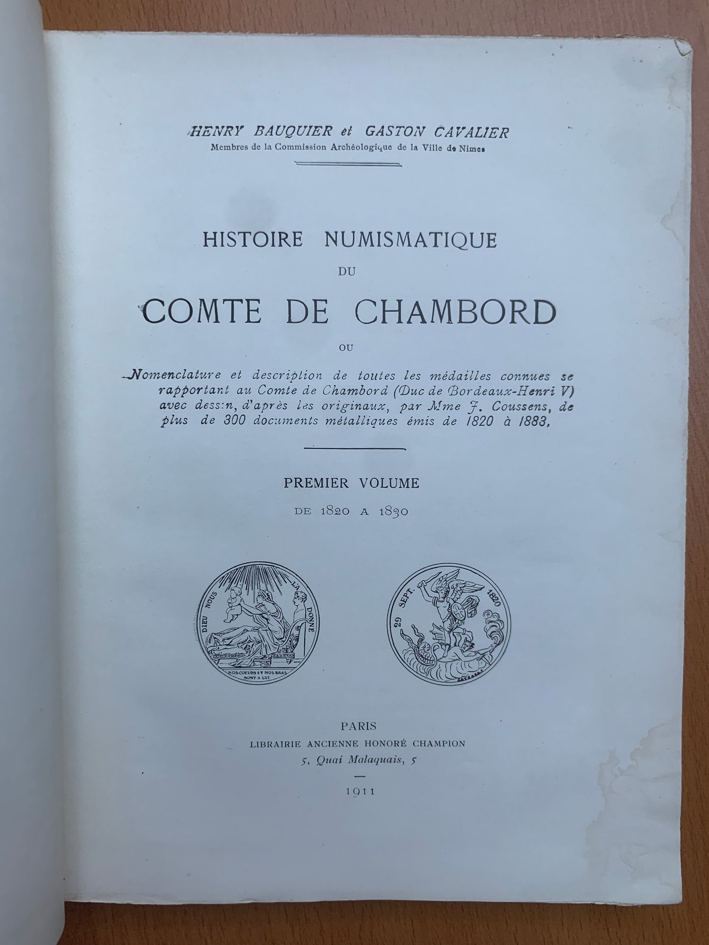 Histoire numismatique du Comte de Chambord - Bauquier et Cavalier - 1912