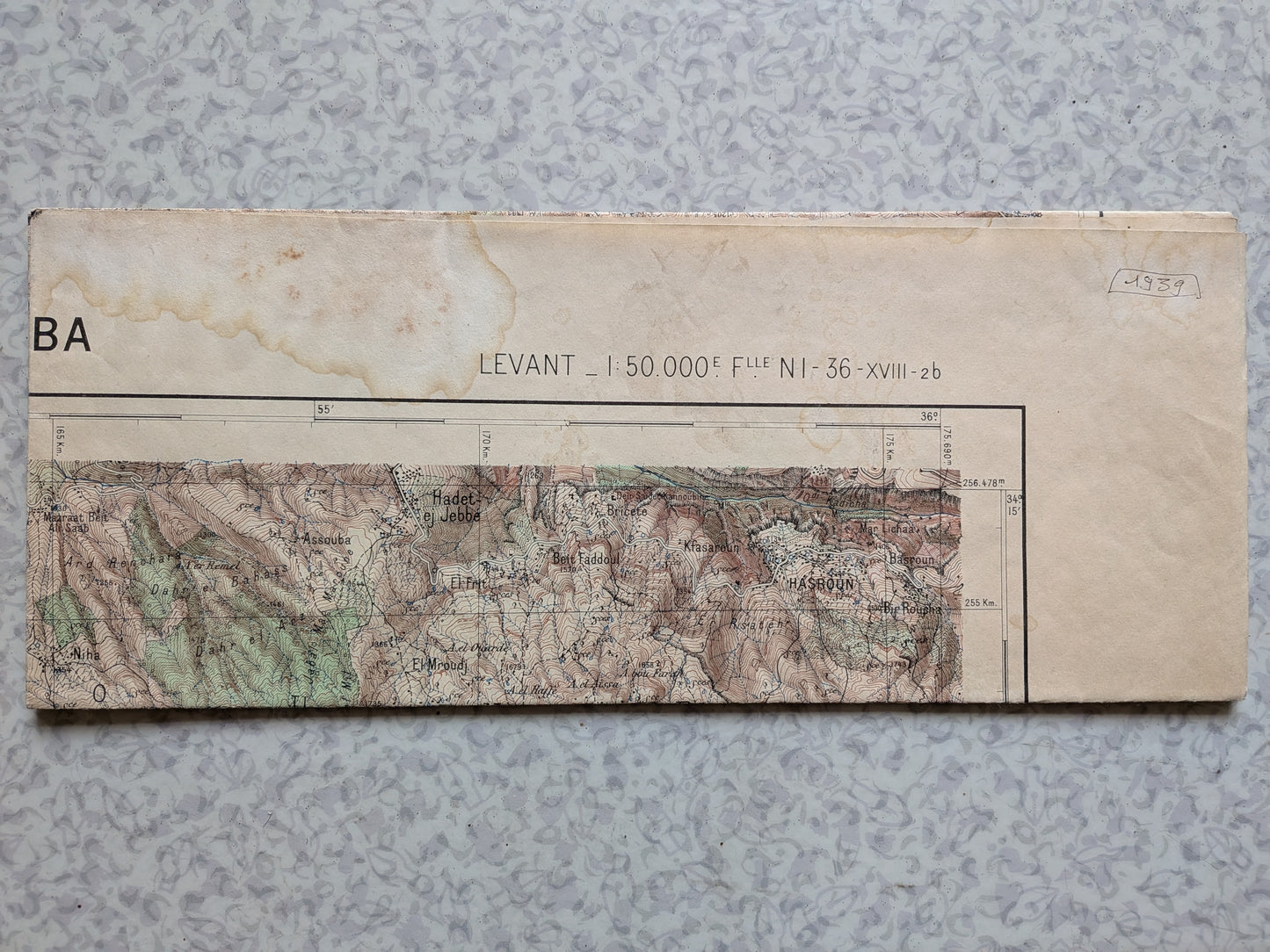 KARTABA - Liban - Carte du Levant - Service géographique de l'armée - 1939