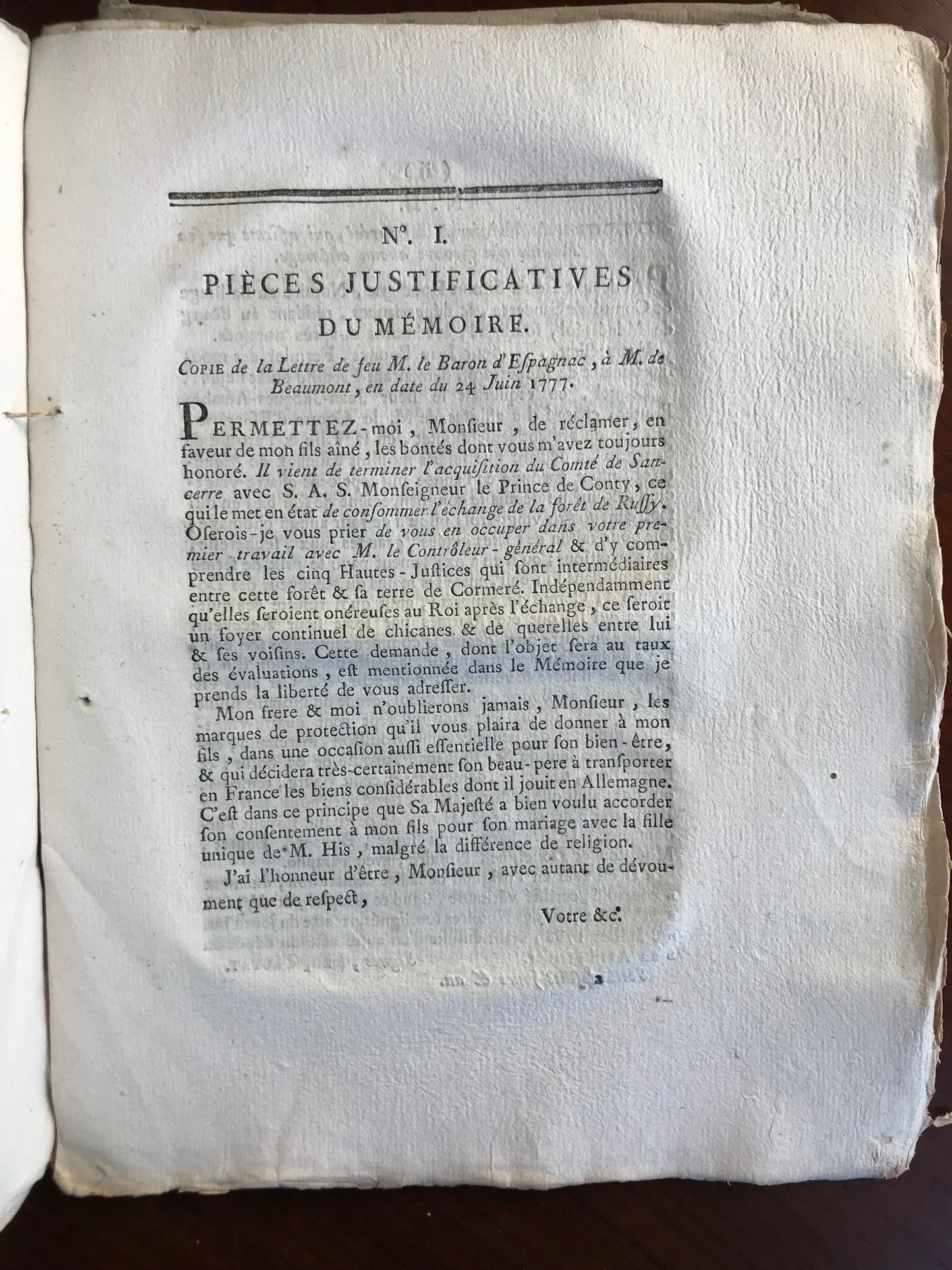 Requête au Roi adressée à sa Majesté par le Comte d'Espagnac - 1788
