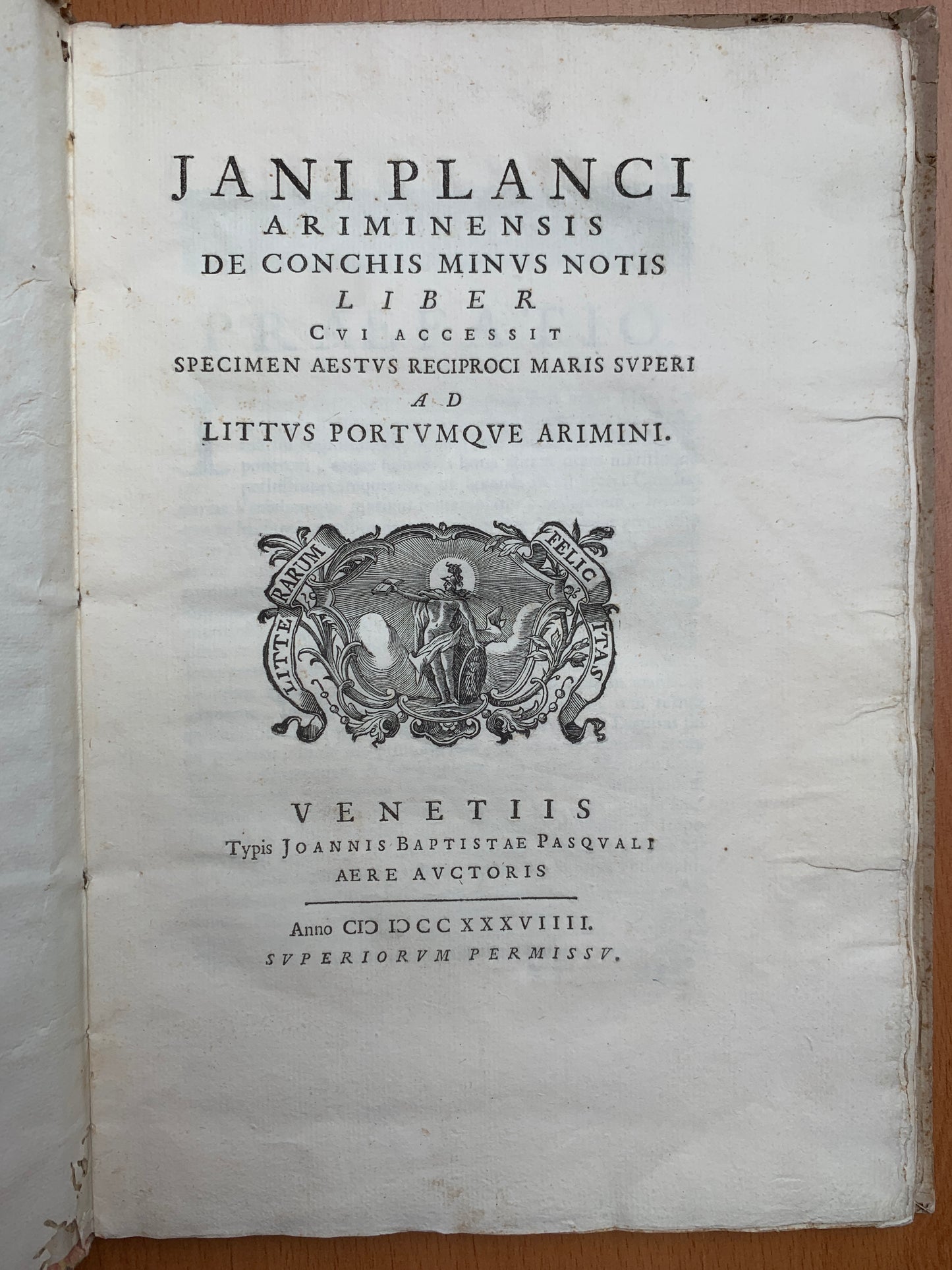 De conchis minus notis liber Cui accessit specimen aestus reciproci maris superi ad littus portumque Arimini - Janus Plancus - Edition originale - 1739