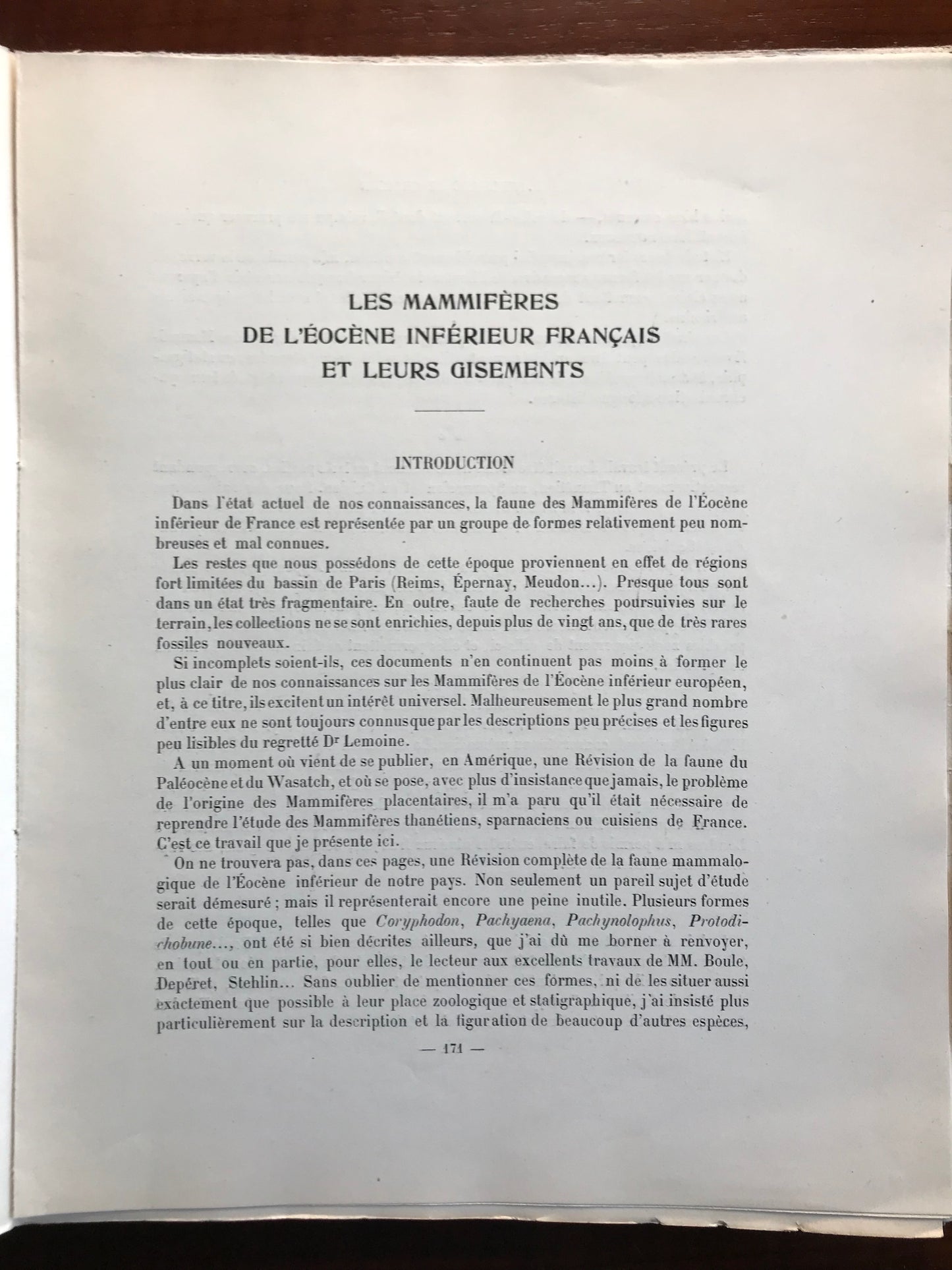 Les mammifères de l'éocène inférieur français et leurs gisements - Pierre Teilhard de Chardin - Edition originale de sa thèse - Envoi autographe - 1922