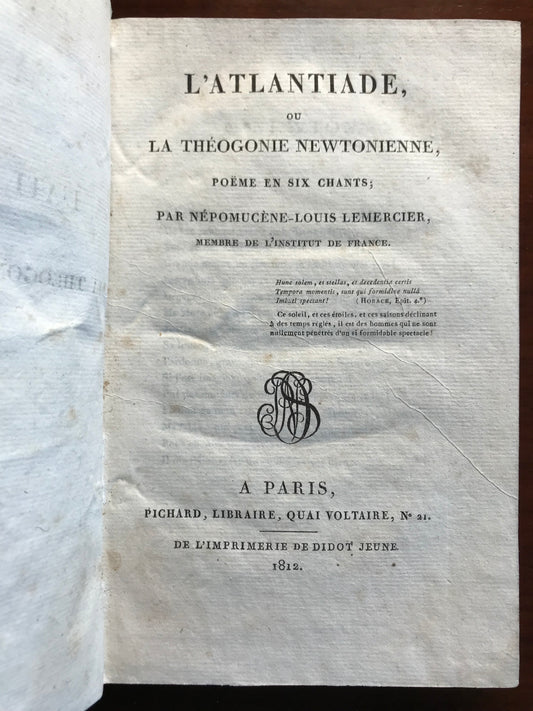 L'Atlantide ou la Théogonie Newtonienne - Népomucène-Louis Lemercier - 1812