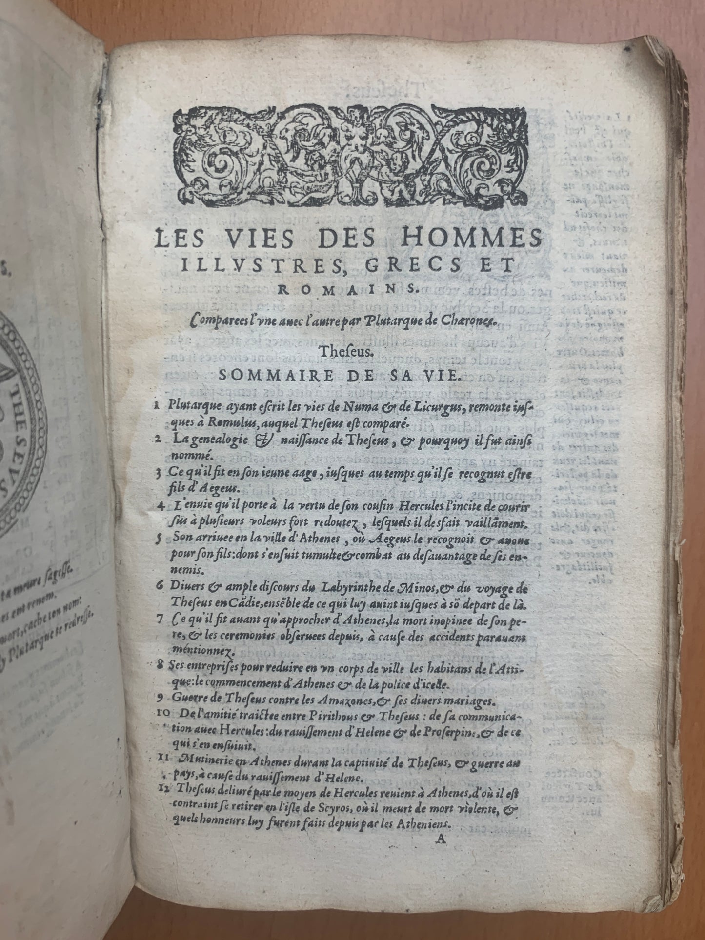 Les vies des hommes illustres - Plutarque - Amyot - Tome 1 - 1587