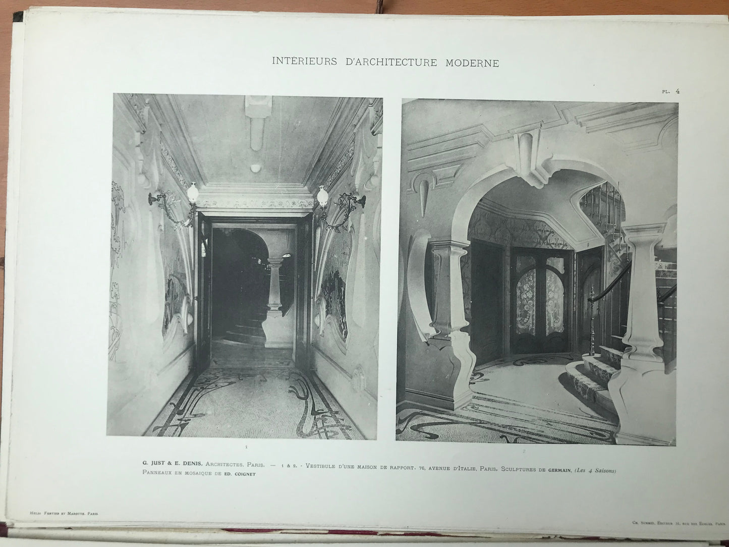 Intérieurs d'Architecture Moderne - Choix de documents recueillis en France et à l'étranger - Vestibules - Escaliers - Appartements - Charles Schmid - 1900