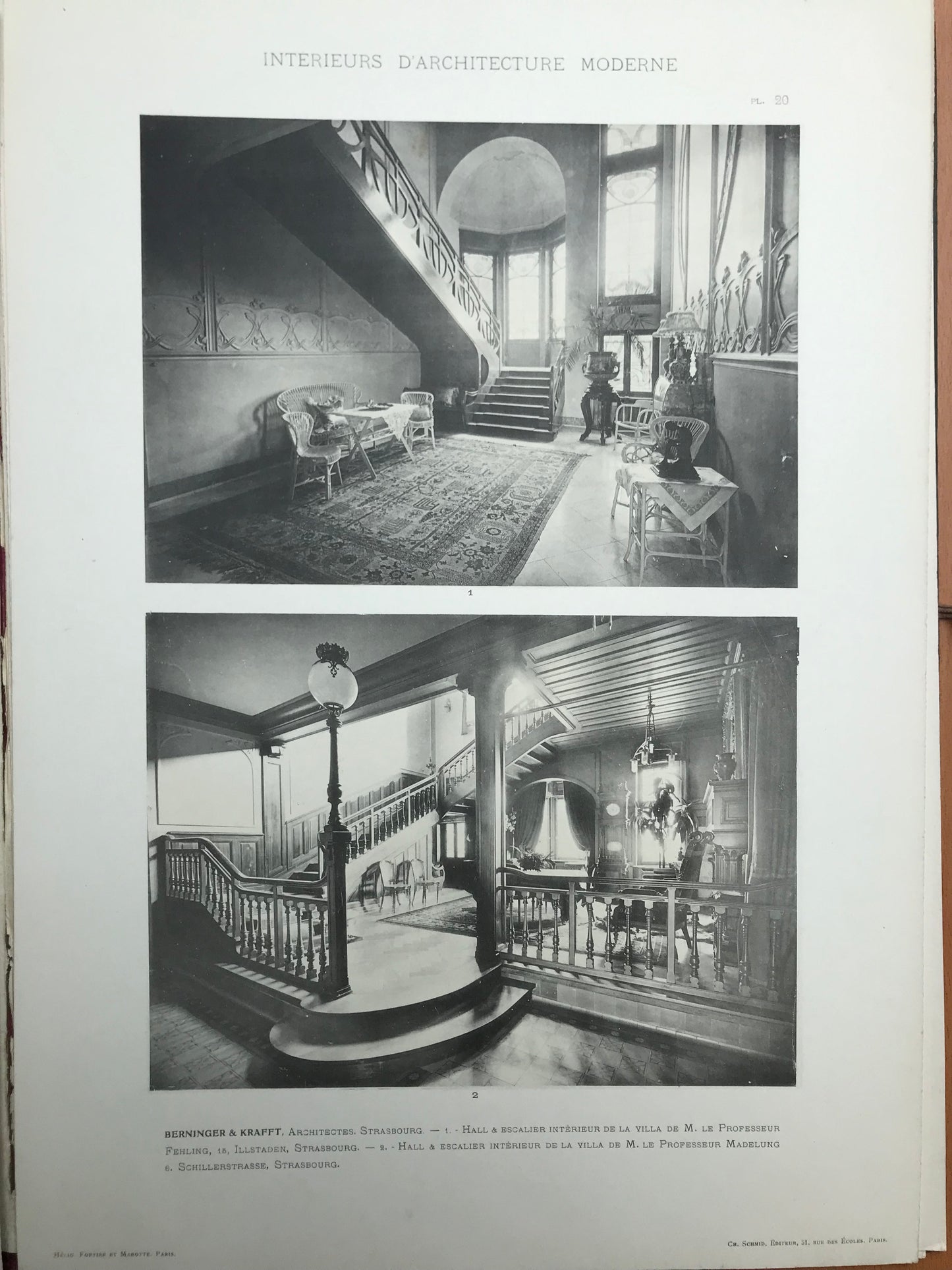 Intérieurs d'Architecture Moderne - Choix de documents recueillis en France et à l'étranger - Vestibules - Escaliers - Appartements - Charles Schmid - 1900