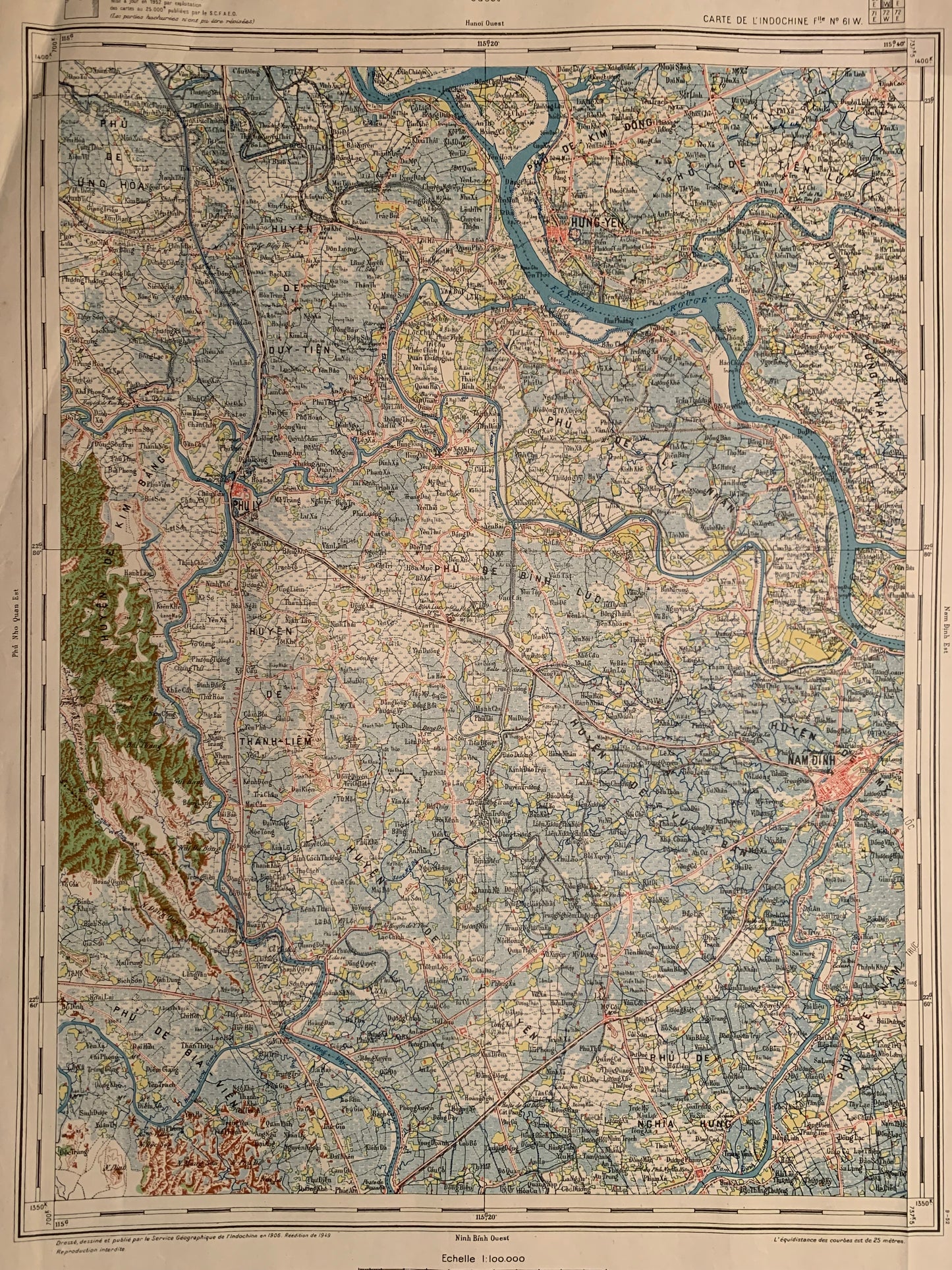 NAM DINH - Carte de l'INDOCHINE - Service Géographie de l'Indochine - 1949