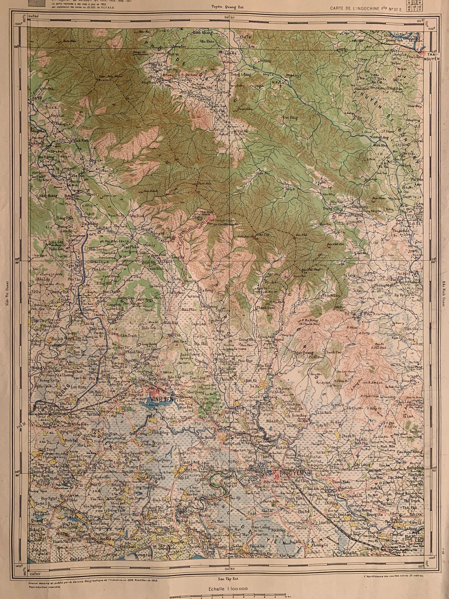 VIET TRI - Carte de l'INDOCHINE - Service Géographie de l'Indochine - 1949
