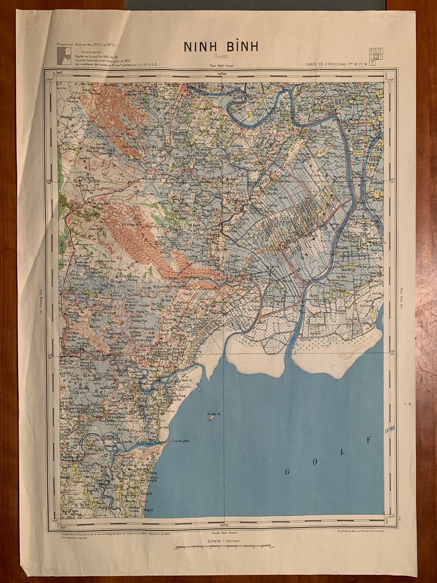 NINH BINH - Carte de l'INDOCHINE - Service Géographie de l'Indochine - 1952