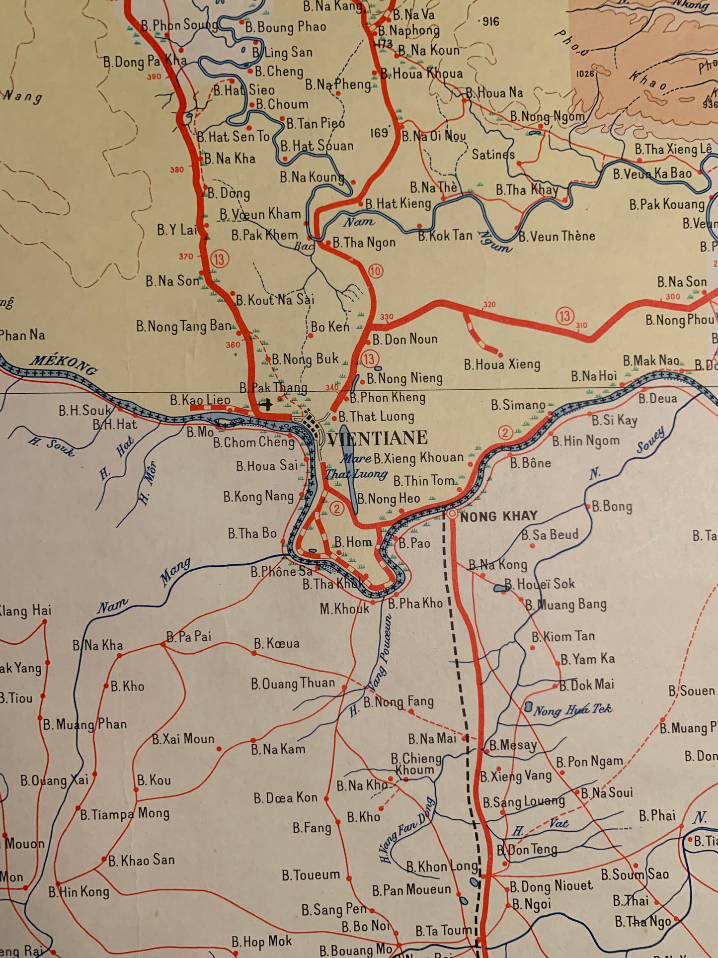 VIENTIANE - Carte routière de l'INDOCHINE - 1952