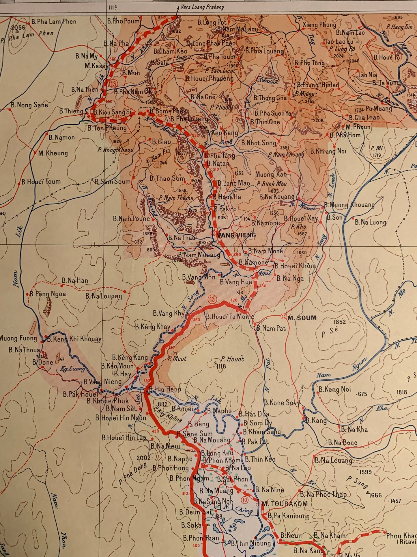 VIENTIANE - Carte routière de l'INDOCHINE - 1952