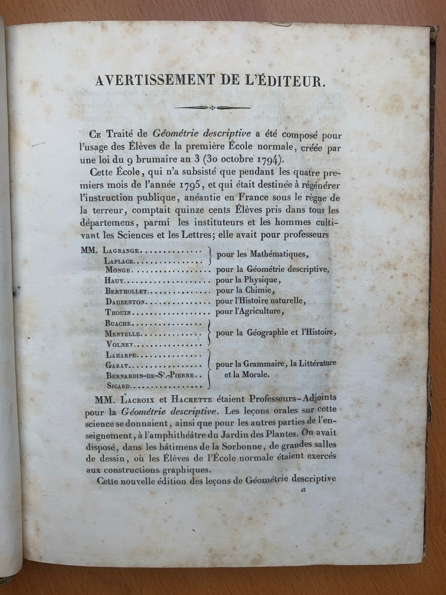 Géométrie descriptive - Gaspard Monge - Théorie des ombres - 1827