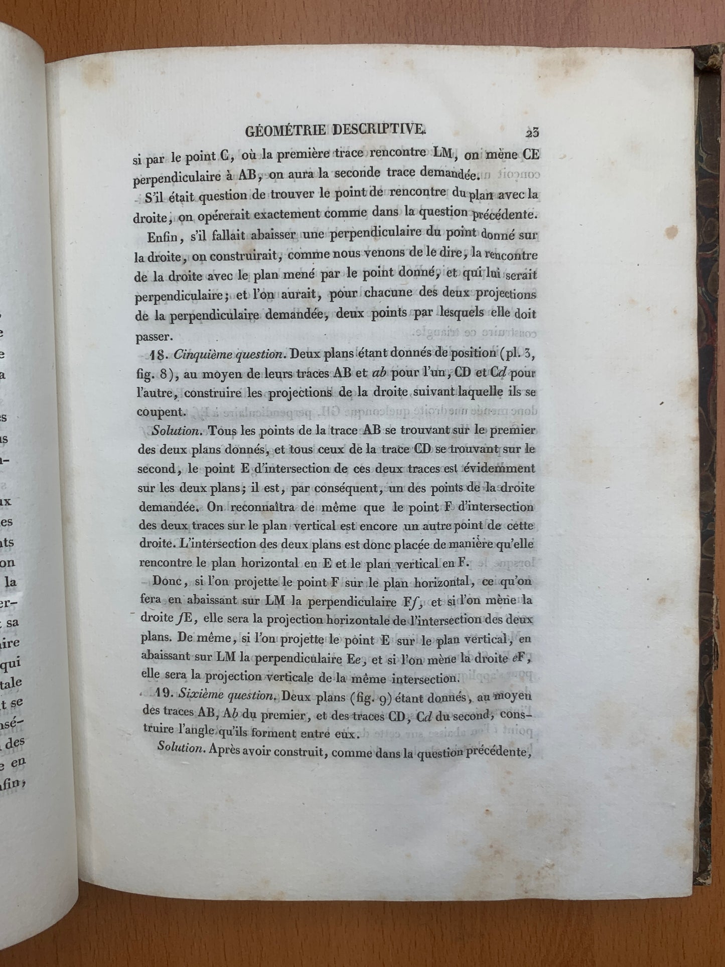 Géométrie descriptive - Gaspard Monge - Théorie des ombres - 1827