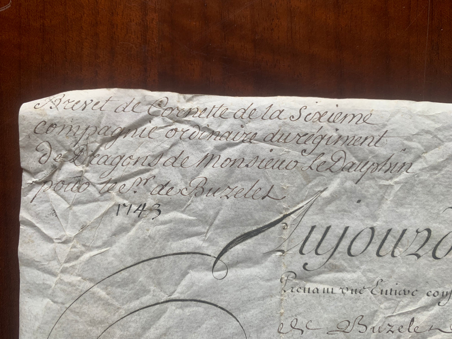 Louis XV - Brevet de corvette - Marc Pierre de Voyer de Paulmy d'Argenson - 1743