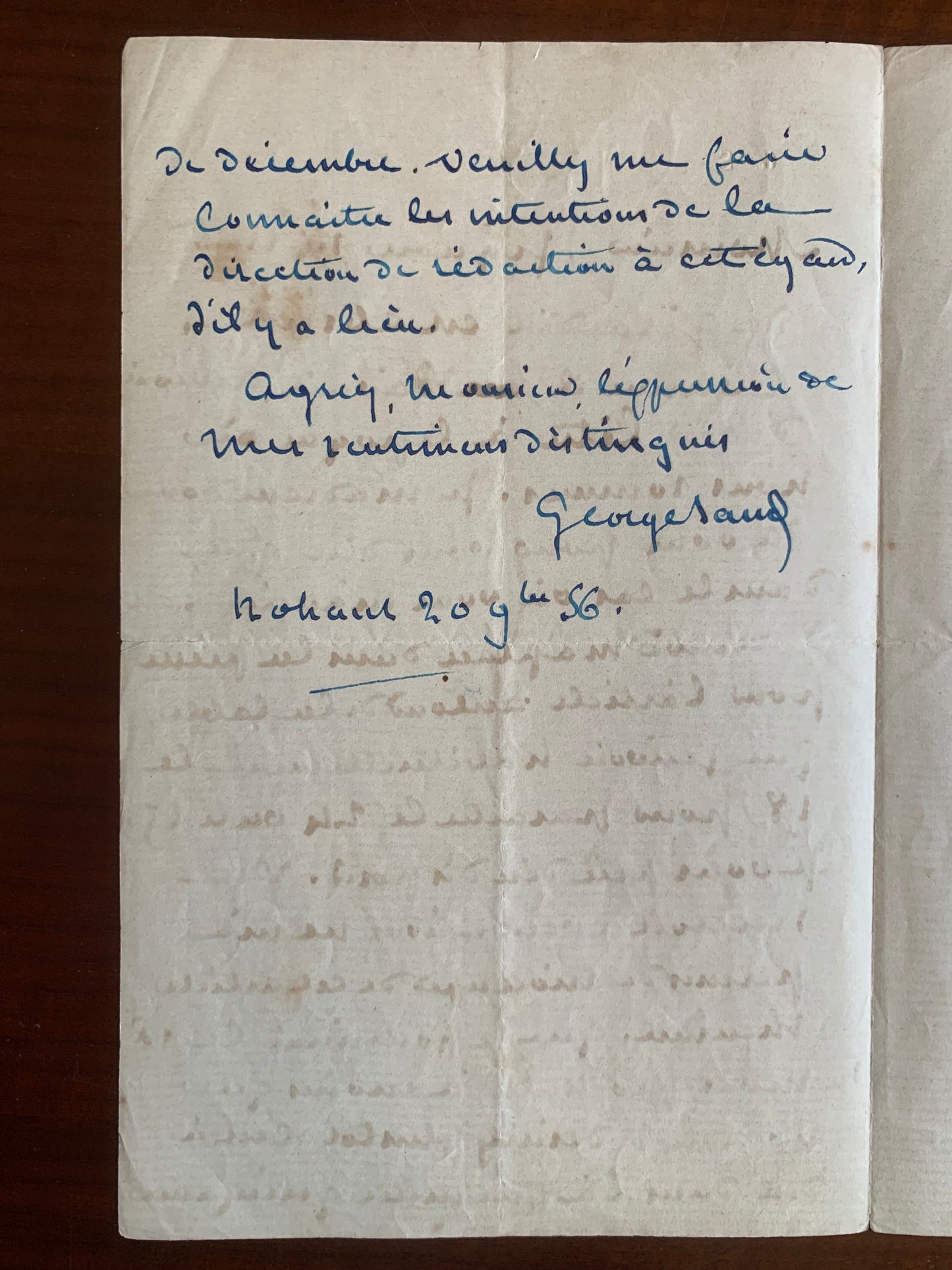 George Sand - Autour de la Table - Lettre manuscrite signée - 1856