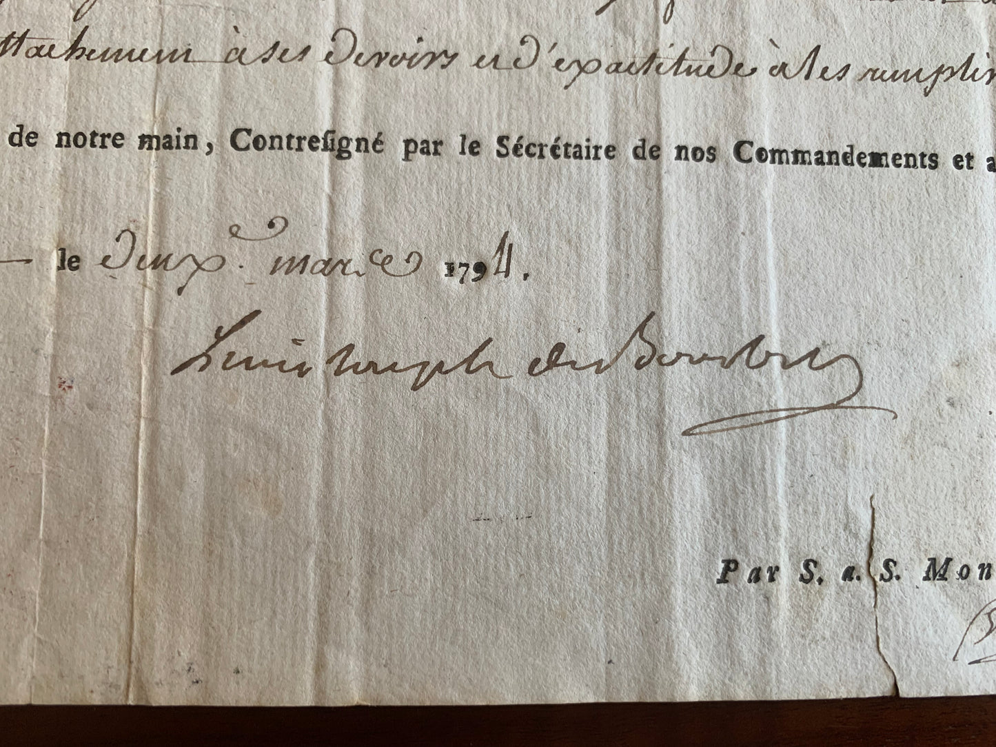 Louis-Joseph de Bourbon Prince de Condé - Signature autographe - François-Denis Drouin - 1794