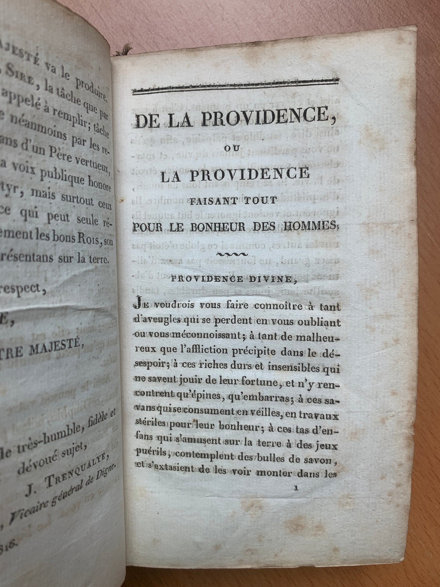 Reliure aux armes du Comte d'Artois futur Charles X - La providence faisant tout pour le bonheur des hommes Trenqualye - 1816