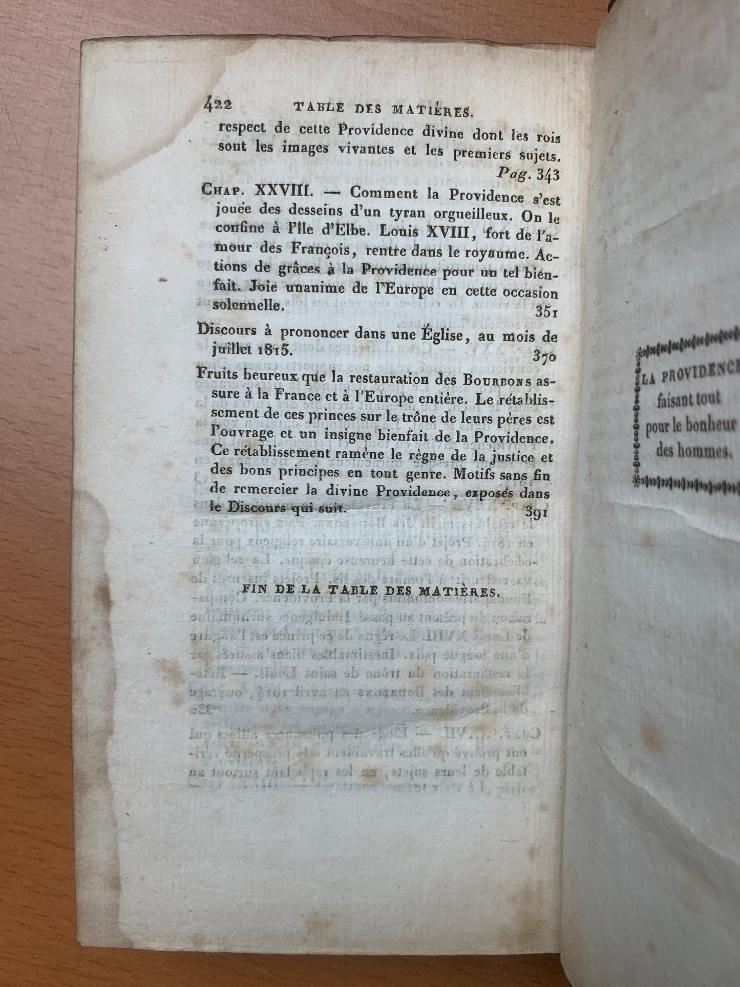 Reliure aux armes du Comte d'Artois futur Charles X - La providence faisant tout pour le bonheur des hommes Trenqualye - 1816