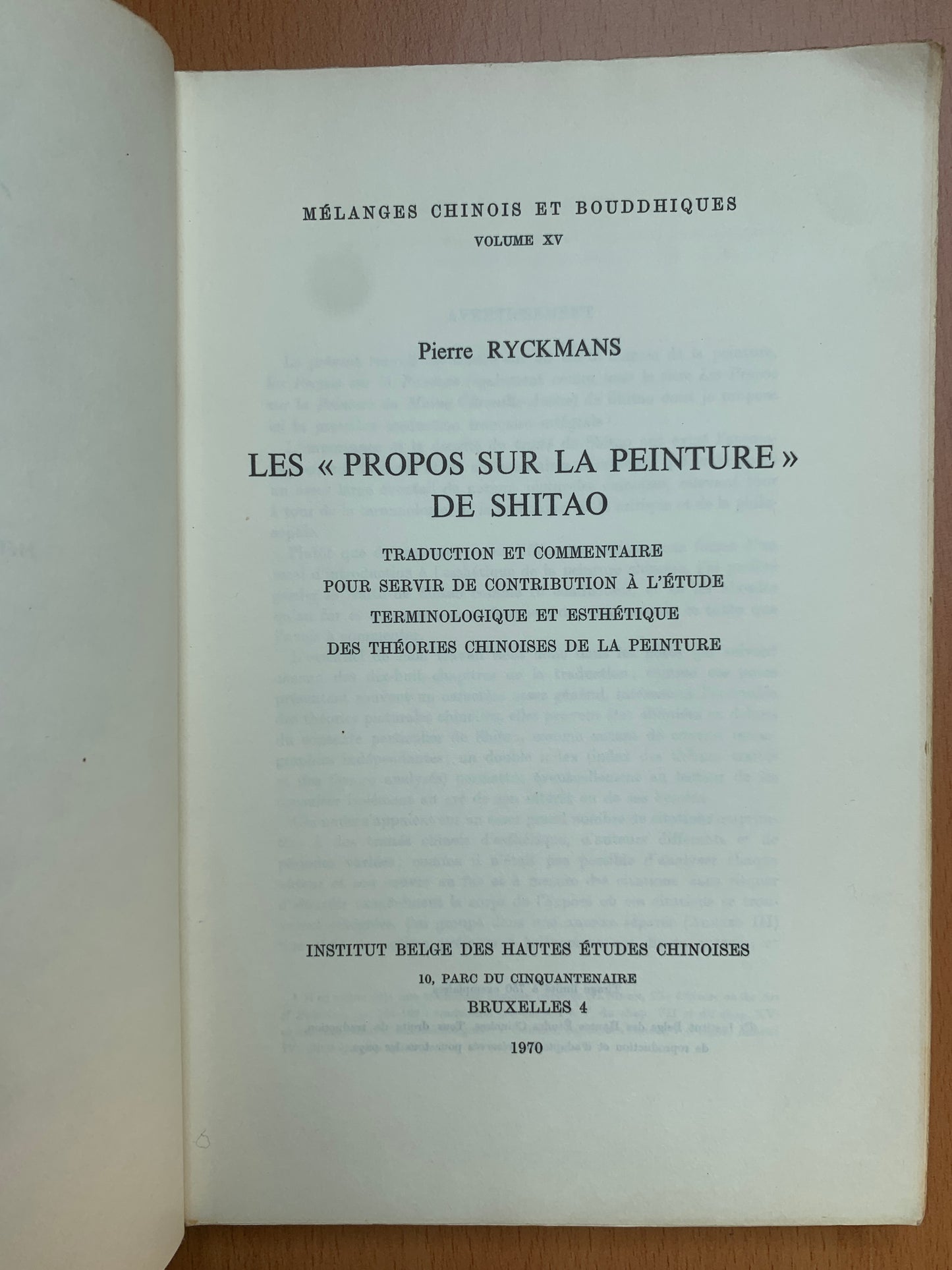 Les propos de la peinture de Shitao - Tang Haywen autographe - Ryckmans - 1970