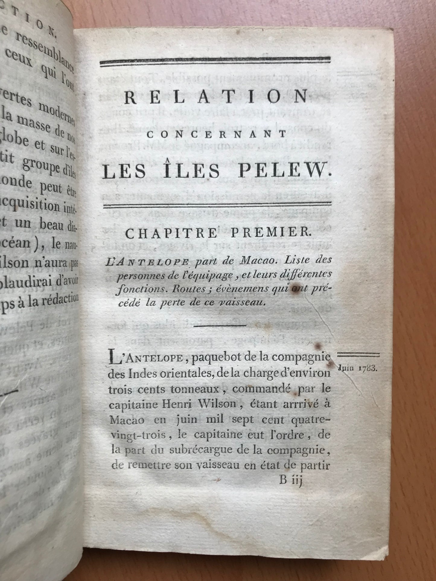 Relation des Îles Pelew situées dans la partie occidentale de l'Océan Pacifique - Henri Wilson - Edition originale - 1788