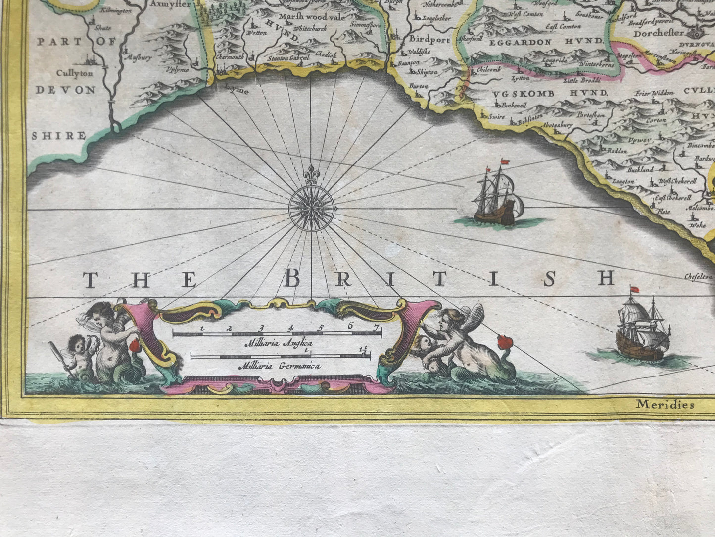 Comitatus Dorcestria - Dorset Shire - Jan Jansson - Carte coloriée - c 1646