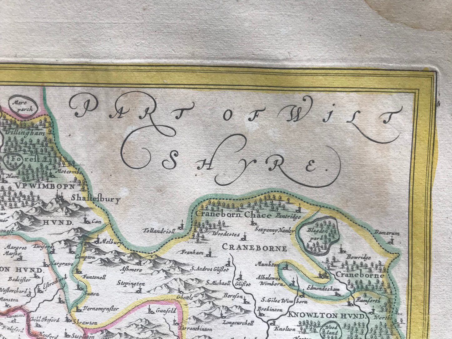 Comitatus Dorcestria - Dorset Shire - Jan Jansson - Carte coloriée - c 1646