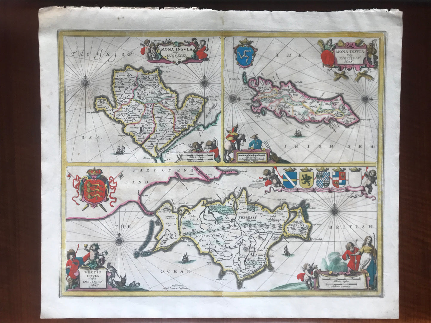 The Isle of Man - The Isle of Wight - Jan Jansson - Carte coloriée - c 1646