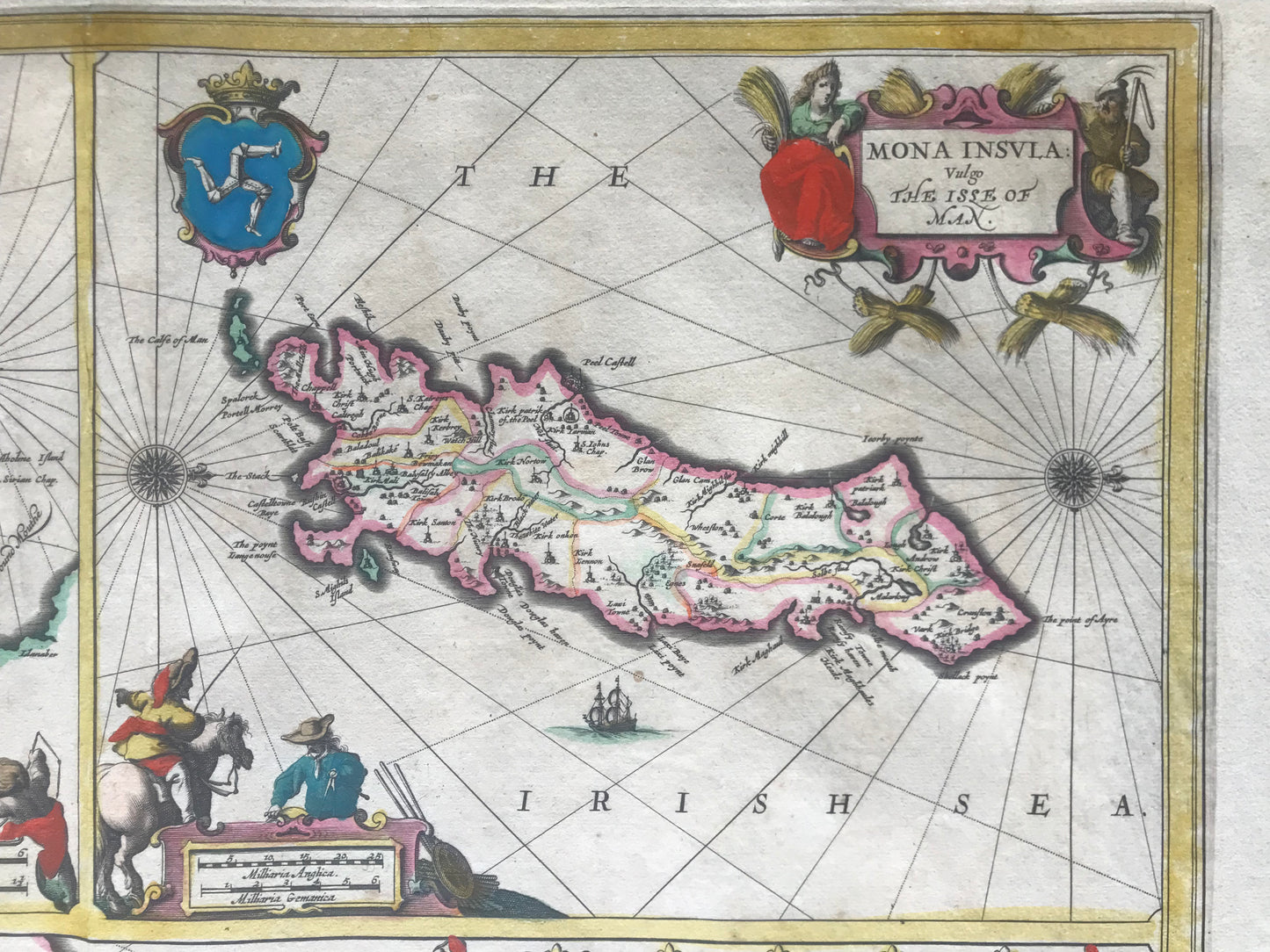 The Isle of Man - The Isle of Wight - Jan Jansson - Carte coloriée - c 1646