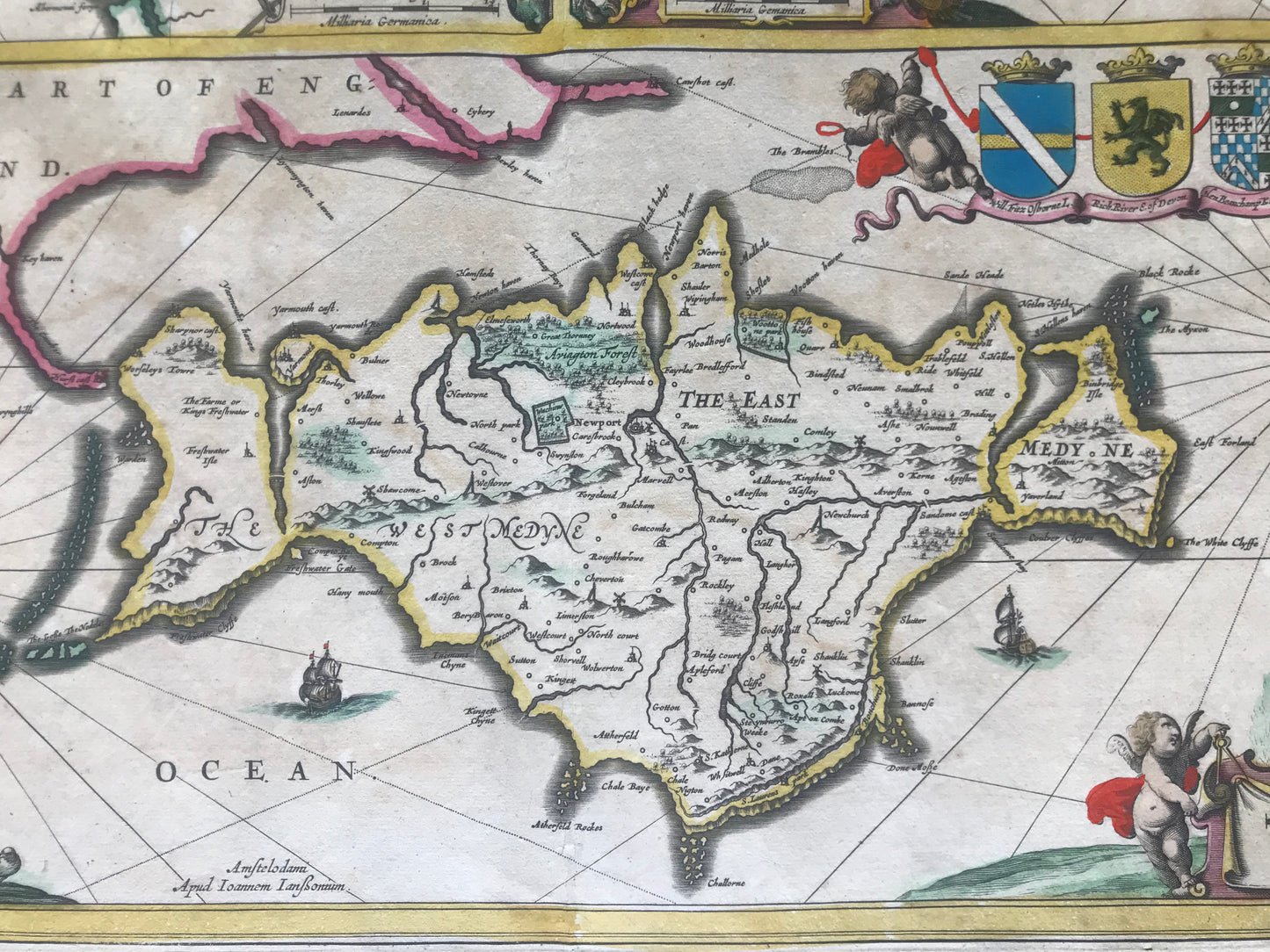 The Isle of Man - The Isle of Wight - Jan Jansson - Carte coloriée - c 1646