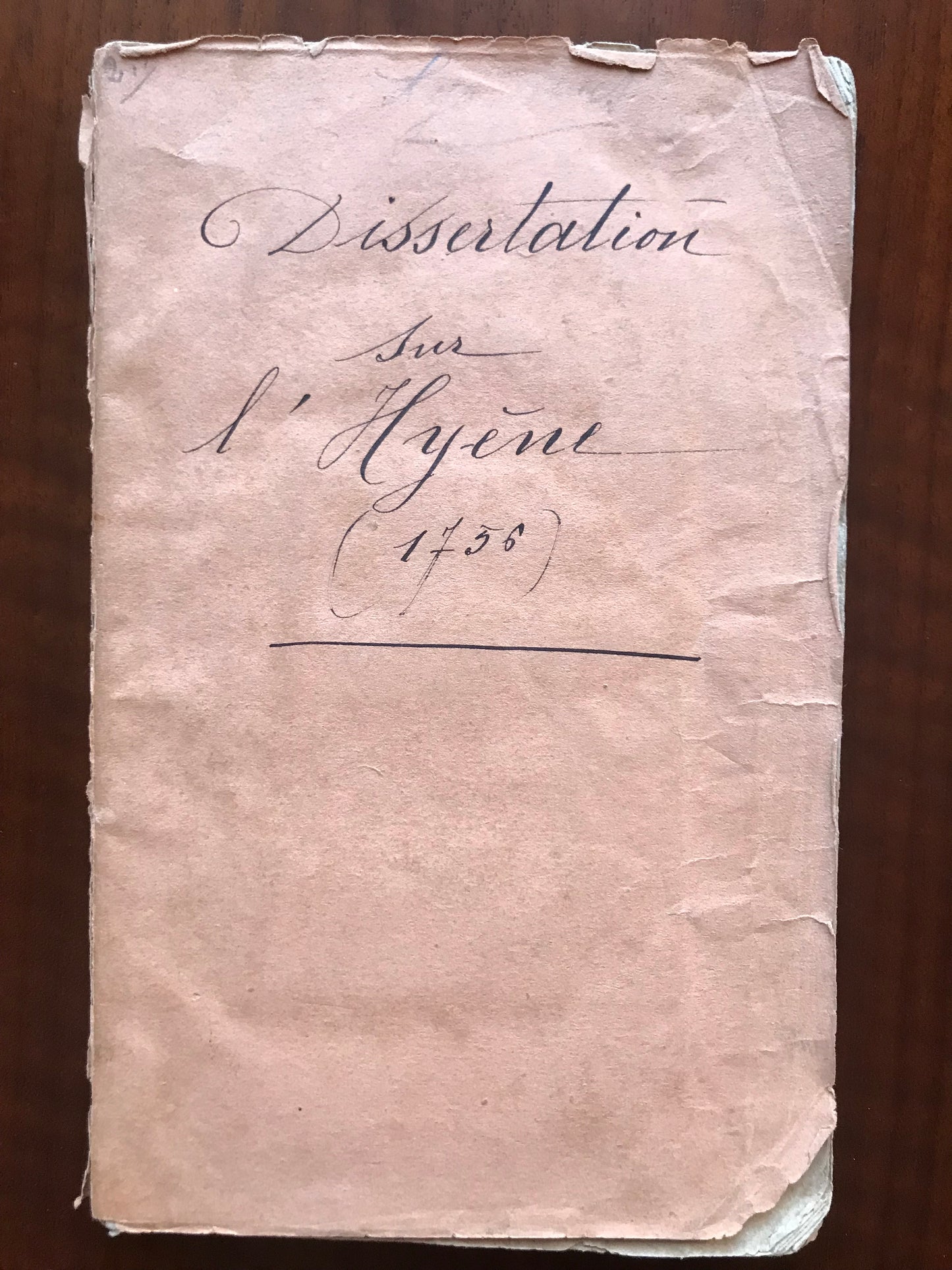 Dissertation sur l'Hyène à l'occasion de celle qui a paru dans le Lyonnois & les Provinces voisines, vers les derniers mois de 1754, pendant 1755 & 1756 - Charles-Pierre-Xavier Tolomas- 1756