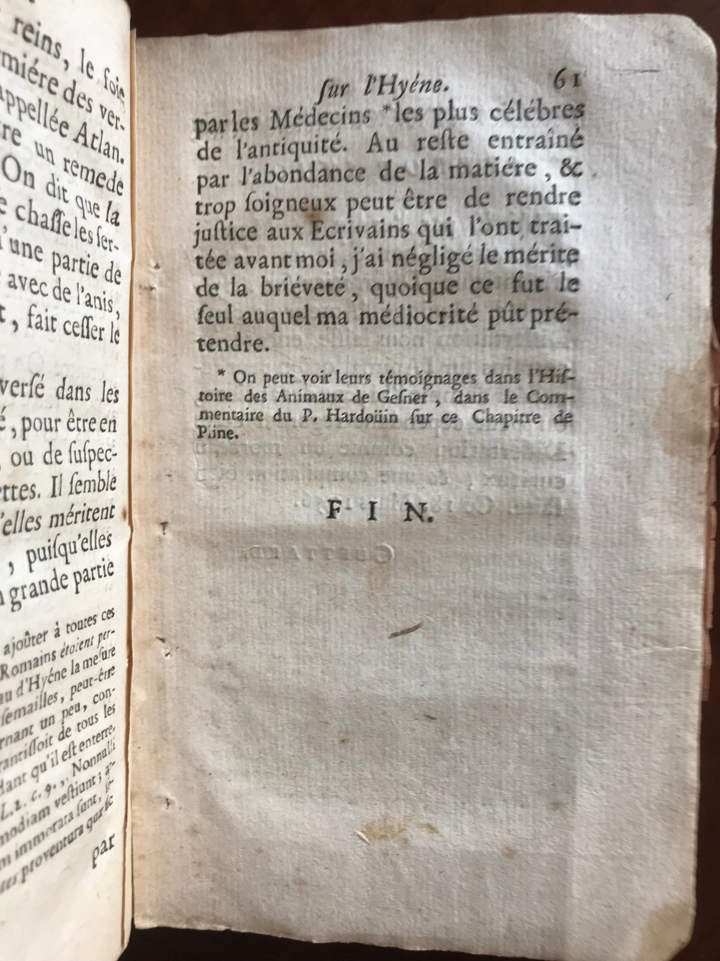 Dissertation sur l'Hyène à l'occasion de celle qui a paru dans le Lyonnois & les Provinces voisines, vers les derniers mois de 1754, pendant 1755 & 1756 - Charles-Pierre-Xavier Tolomas- 1756