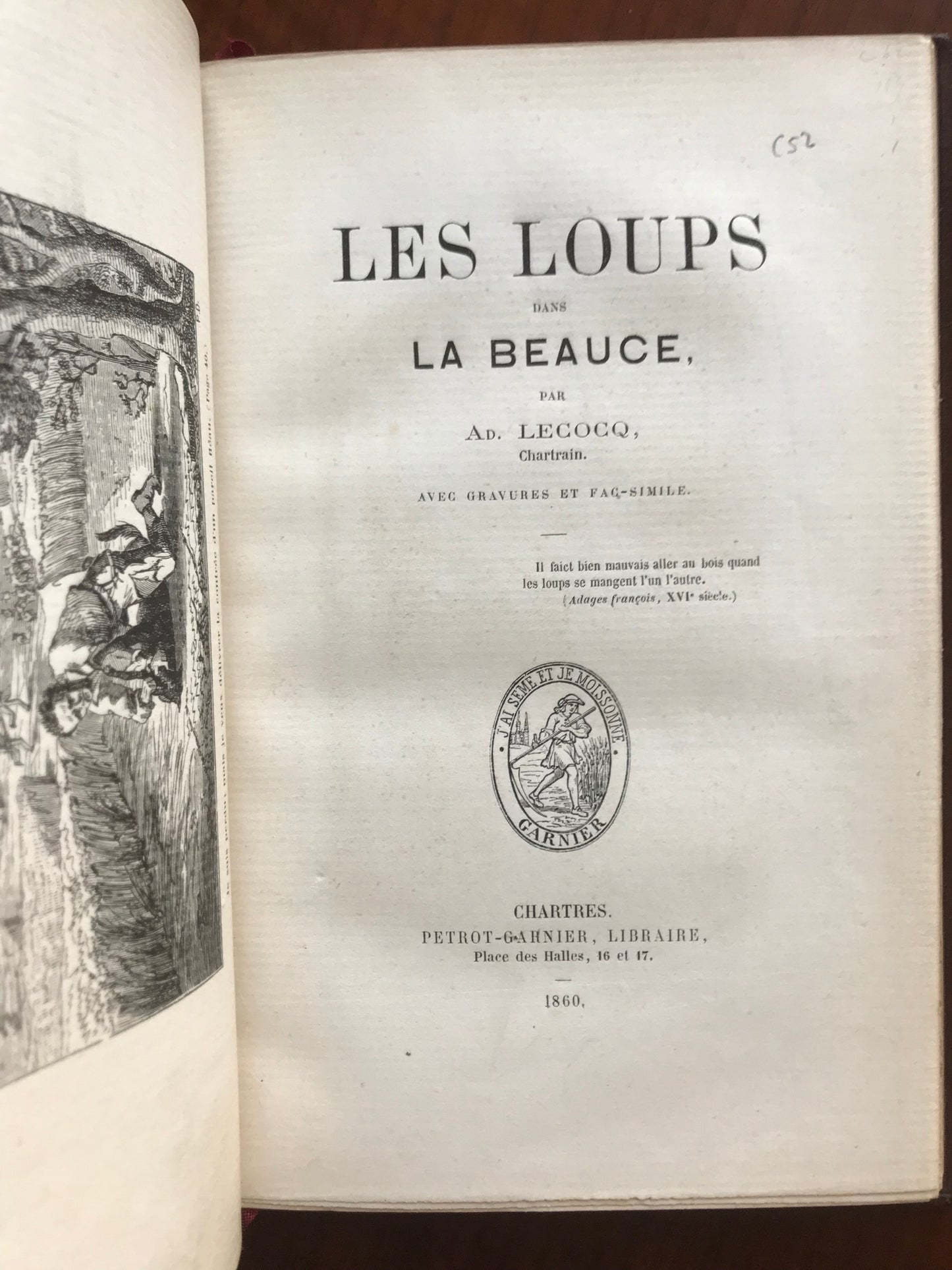 Wolves in Beauce - Adolphe Lecocq - Original edition - 1860