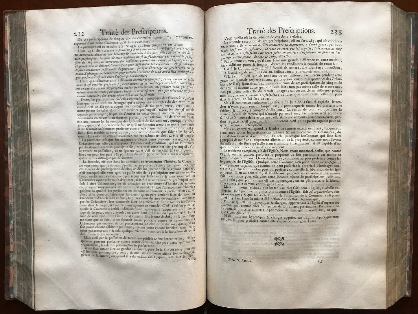 Oeuvres de Duplessis - Traités sur la Coutume de Paris - 1726