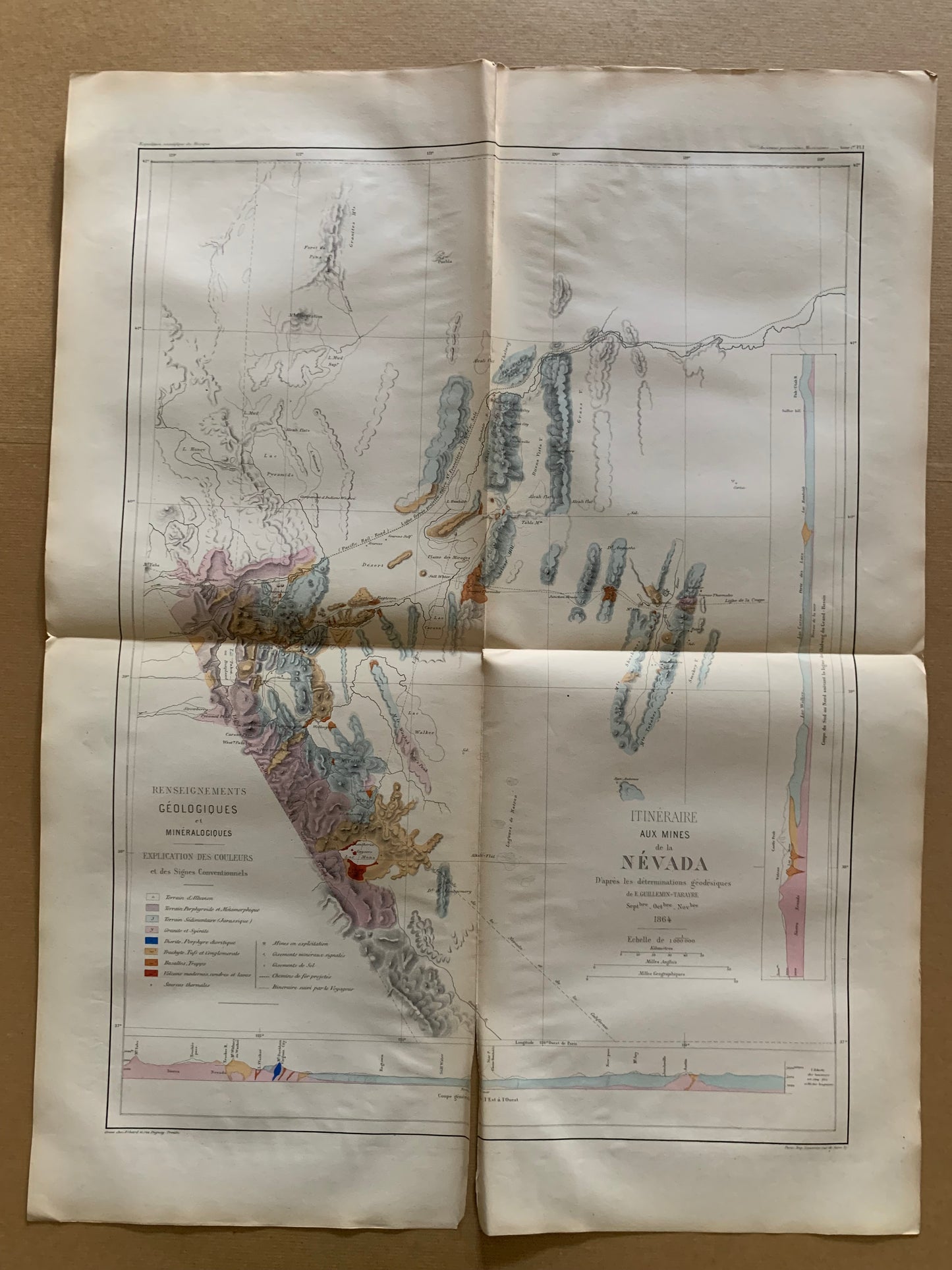 Itinéraires aux Mines de la Nevada d'après les déterminations géodésiques de M. Guillemin-Tarayre - 1864