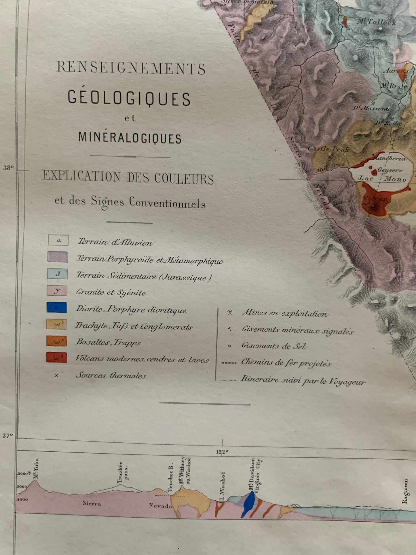 Itinéraires aux Mines de la Nevada d'après les déterminations géodésiques de M. Guillemin-Tarayre - 1864