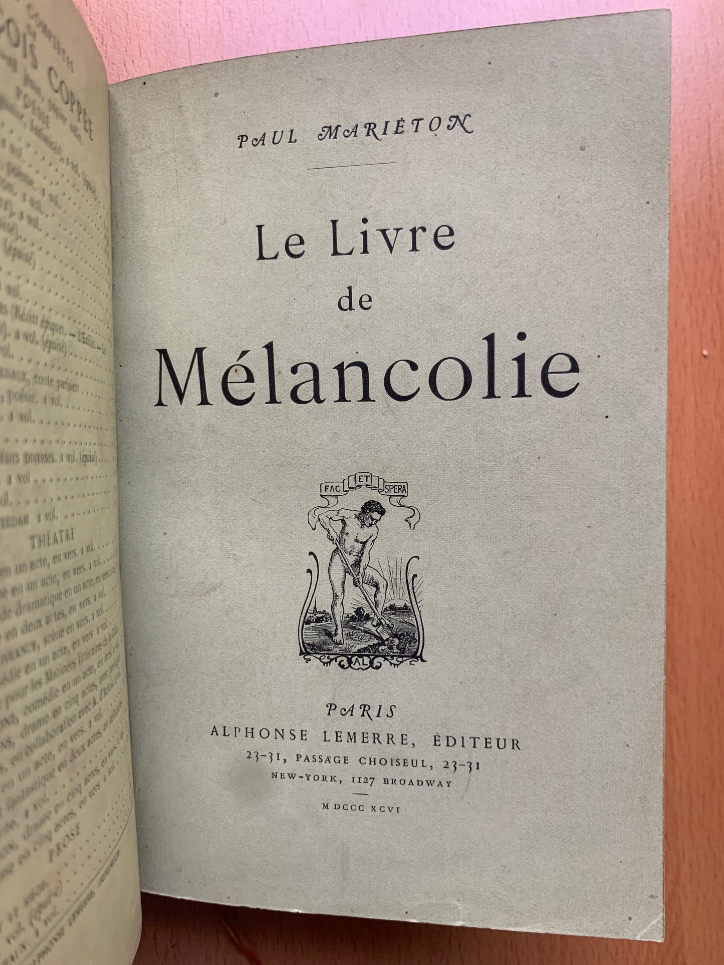Souvenance - Le Livre de la Mélancolie - Hellas - Paul Mariéton - Envois autographes - 1884