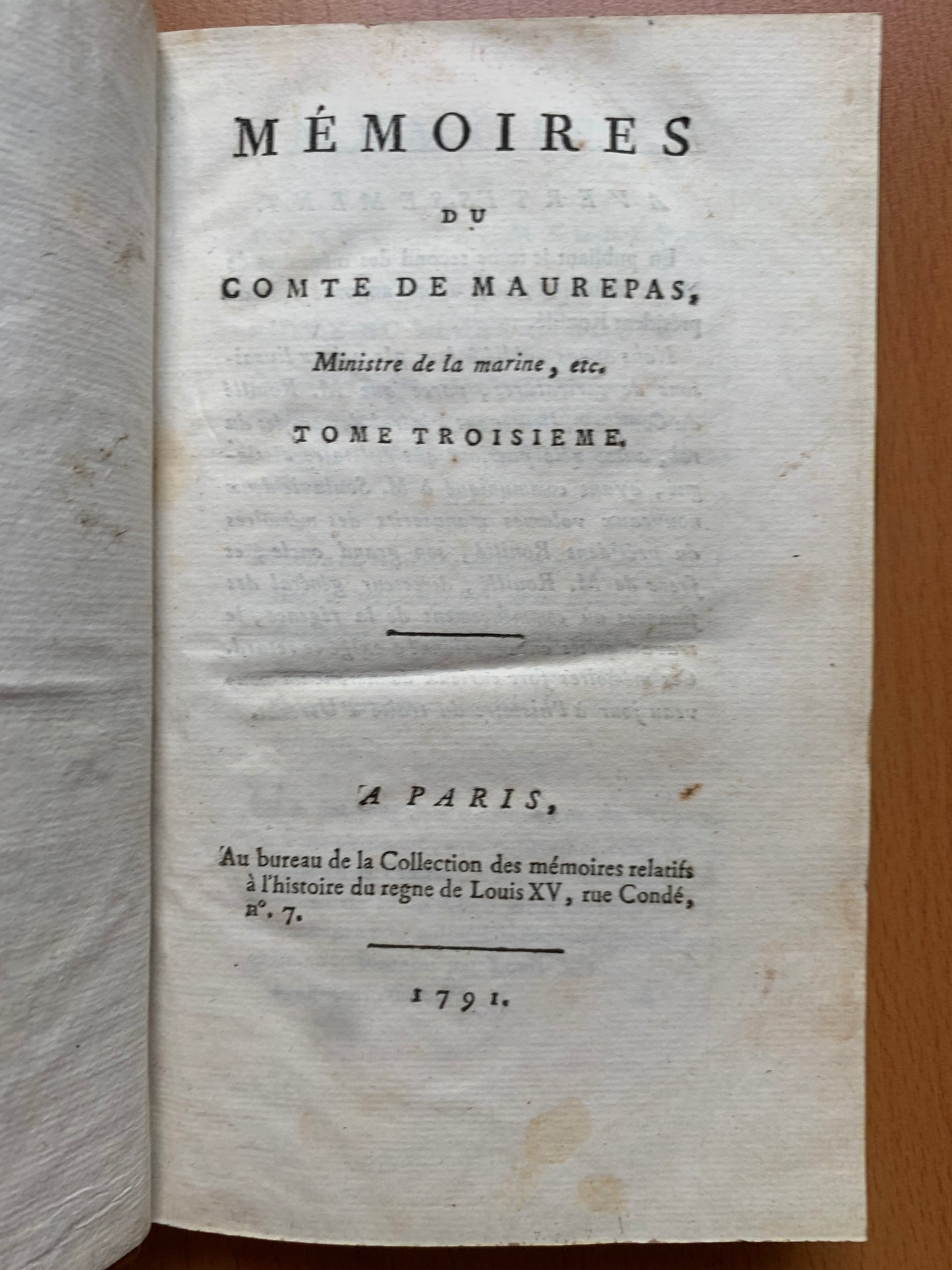 Mémoires du Comte de Maurepas - Edition originale - 1791