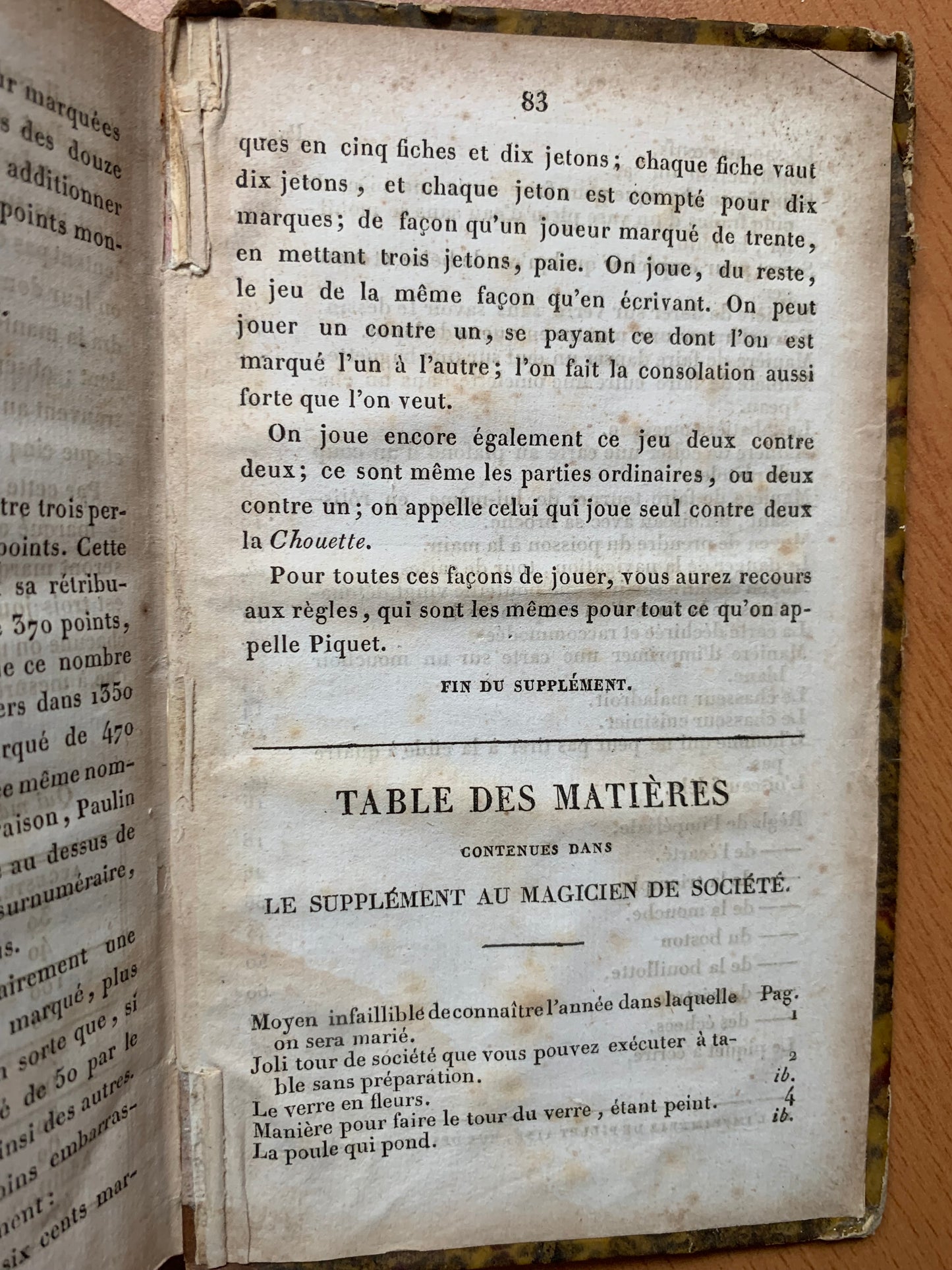 Le Magicien de société ou le Diable couleur de rose - Recueil amusant de tours de chimie, de physique, de mathématiques, d'arithmétiques et de plusieurs tours de cartes, auxquels on a joint beaucoup de jeux de société très divertissans - Comte - 1829