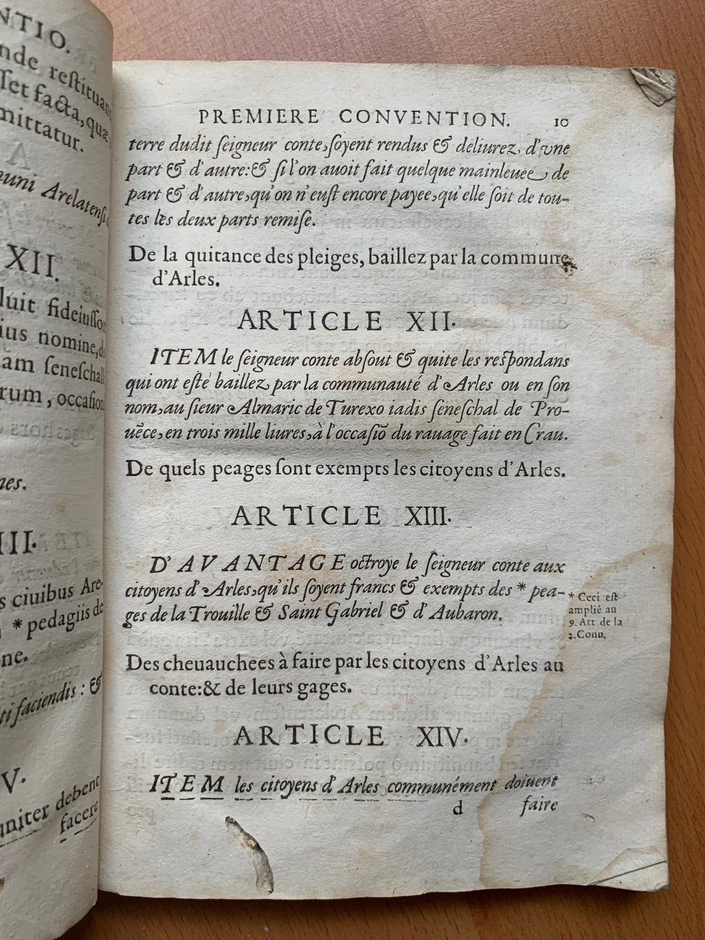 Deux Conventions entre Charles I et Louis II. Anciens contes de Provence, & et les citoyens de la ville d'Arles : contenant les libertés & réservations desdits citoyens. - 1617