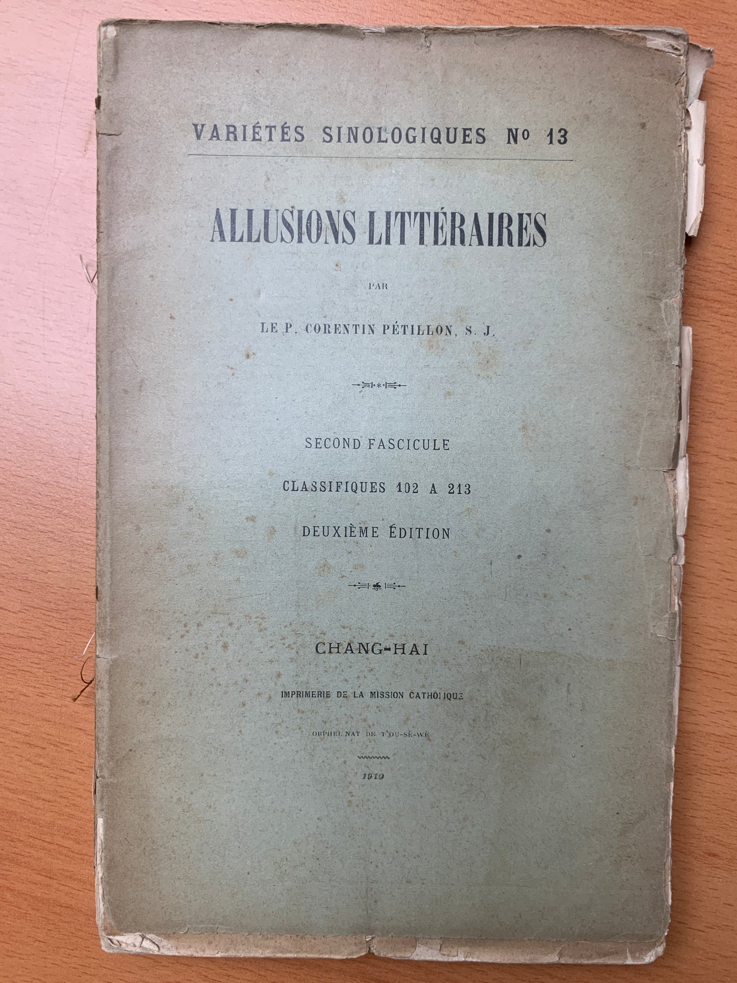 Variétés Sinologiques - Allusions littéraires - Corentin Pétillon - 1909